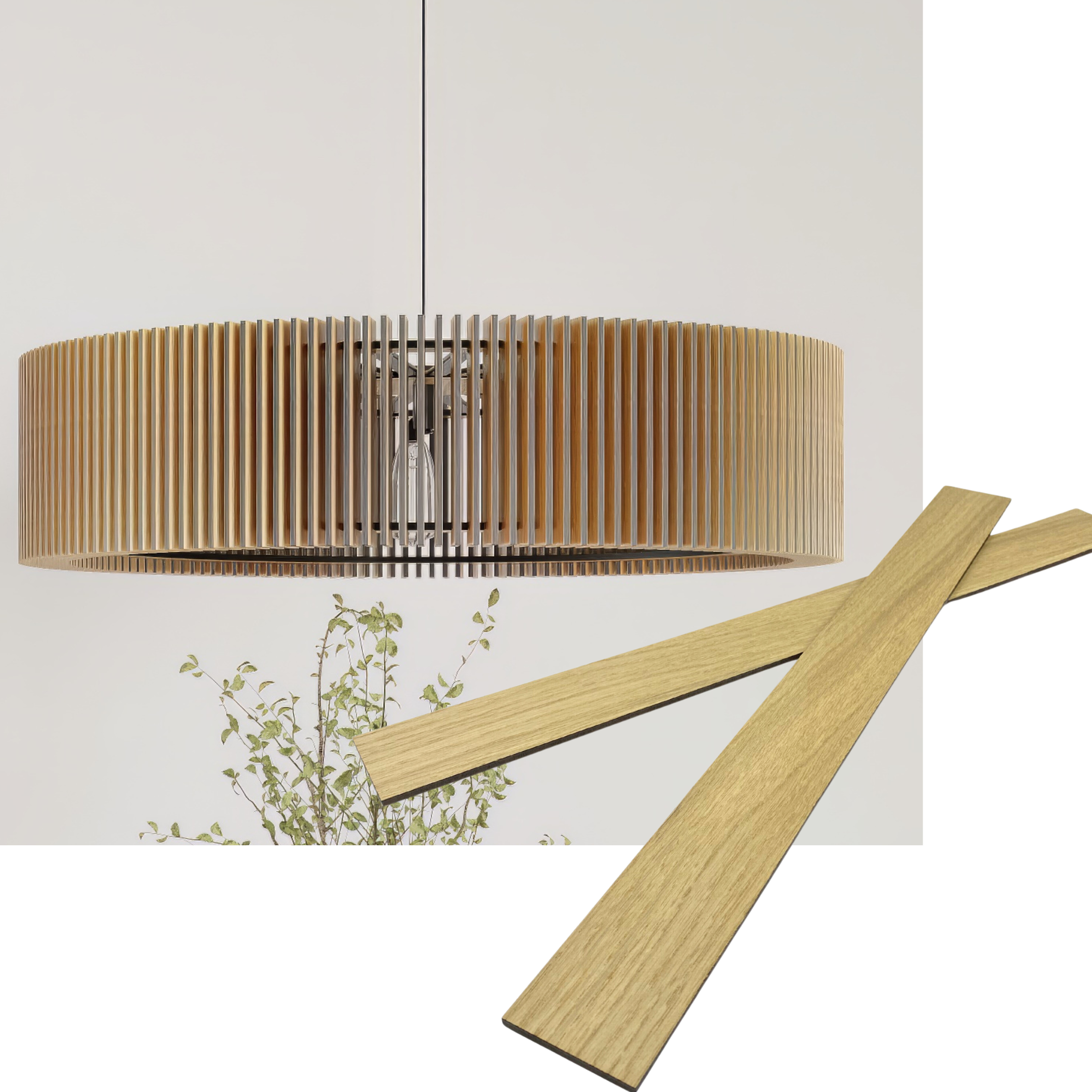 Artvoom Wooden Pendant Light, Handcrafted Chandeliers Edge Slats - Artvoom