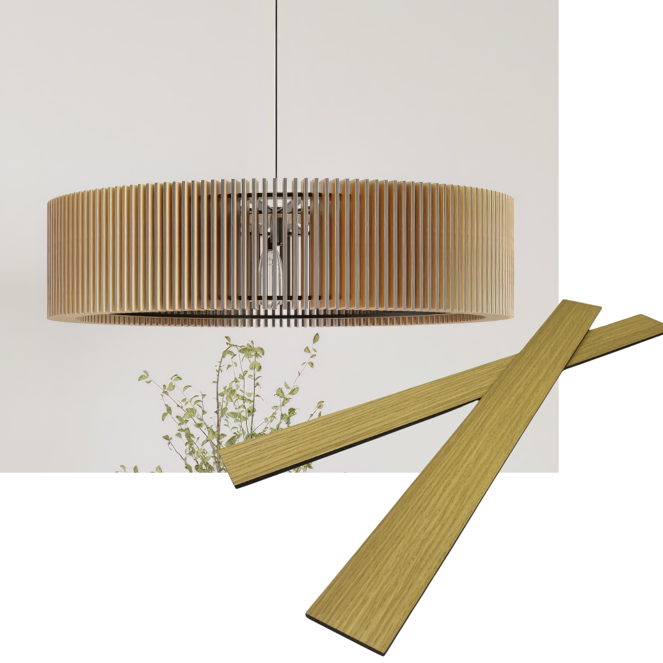 Artvoom Wooden Pendant Light, Handcrafted Chandeliers Edge Slats - Artvoom