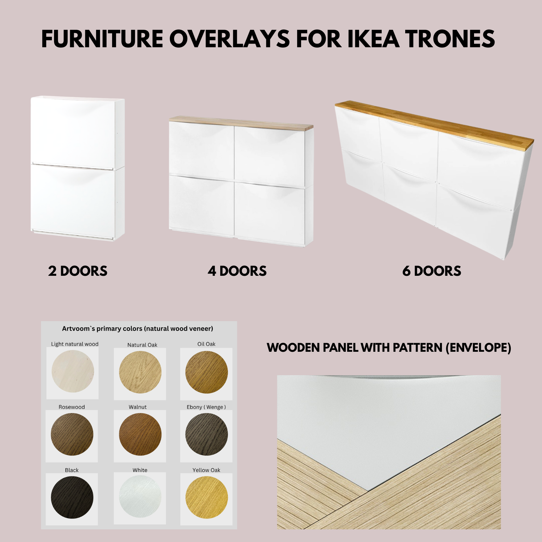 IKEA Trones Shoe Cabinet Overlays - Pre-Finished Textured Oak Cover