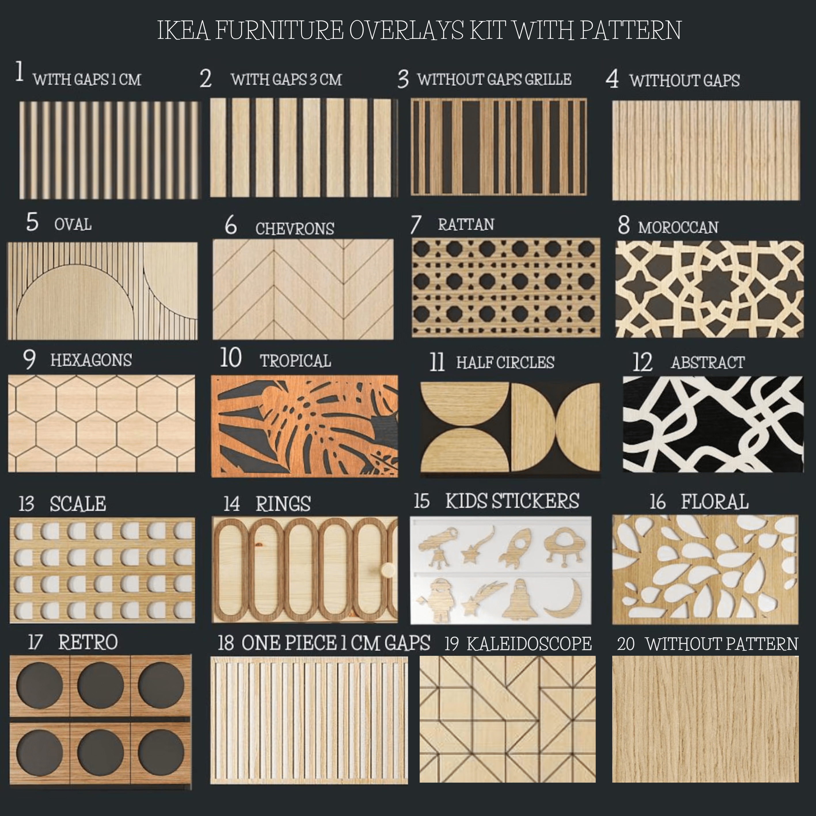 IKEA Hemnes Furniture Overlays – Natural Oak Panels for Custom Dresser Makeover panels by Artvoom – wood decor