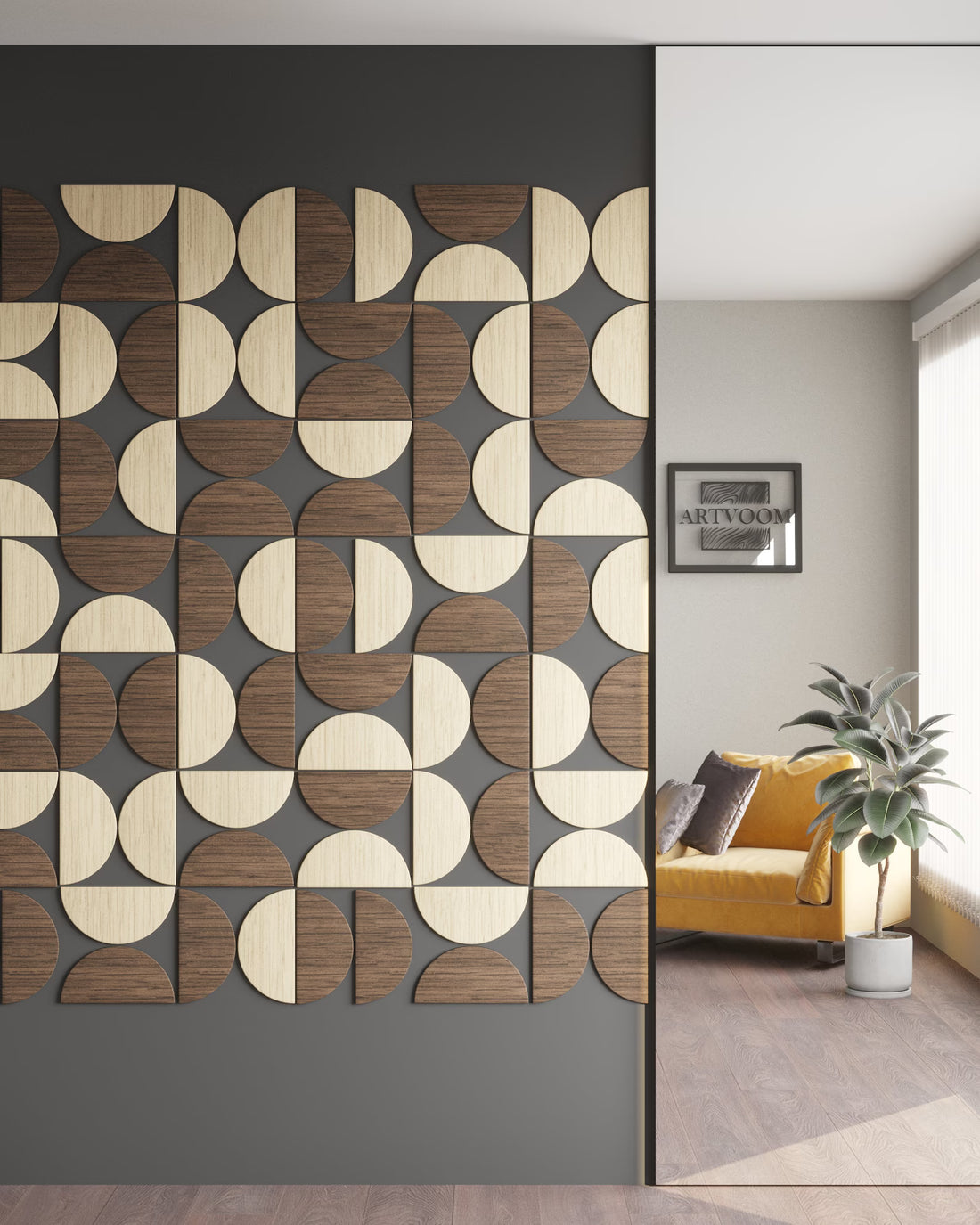 Semicircle Wooden Wall Panels | Customizable Half Сircles for Accent Wall