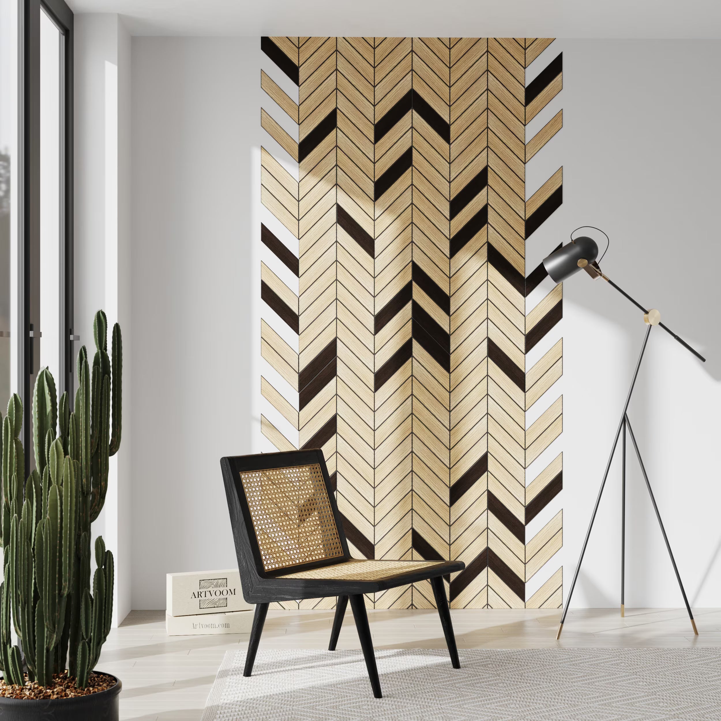 Chevron Wooden Wall Panels | Customizable Herringbone panels for Accent Wall