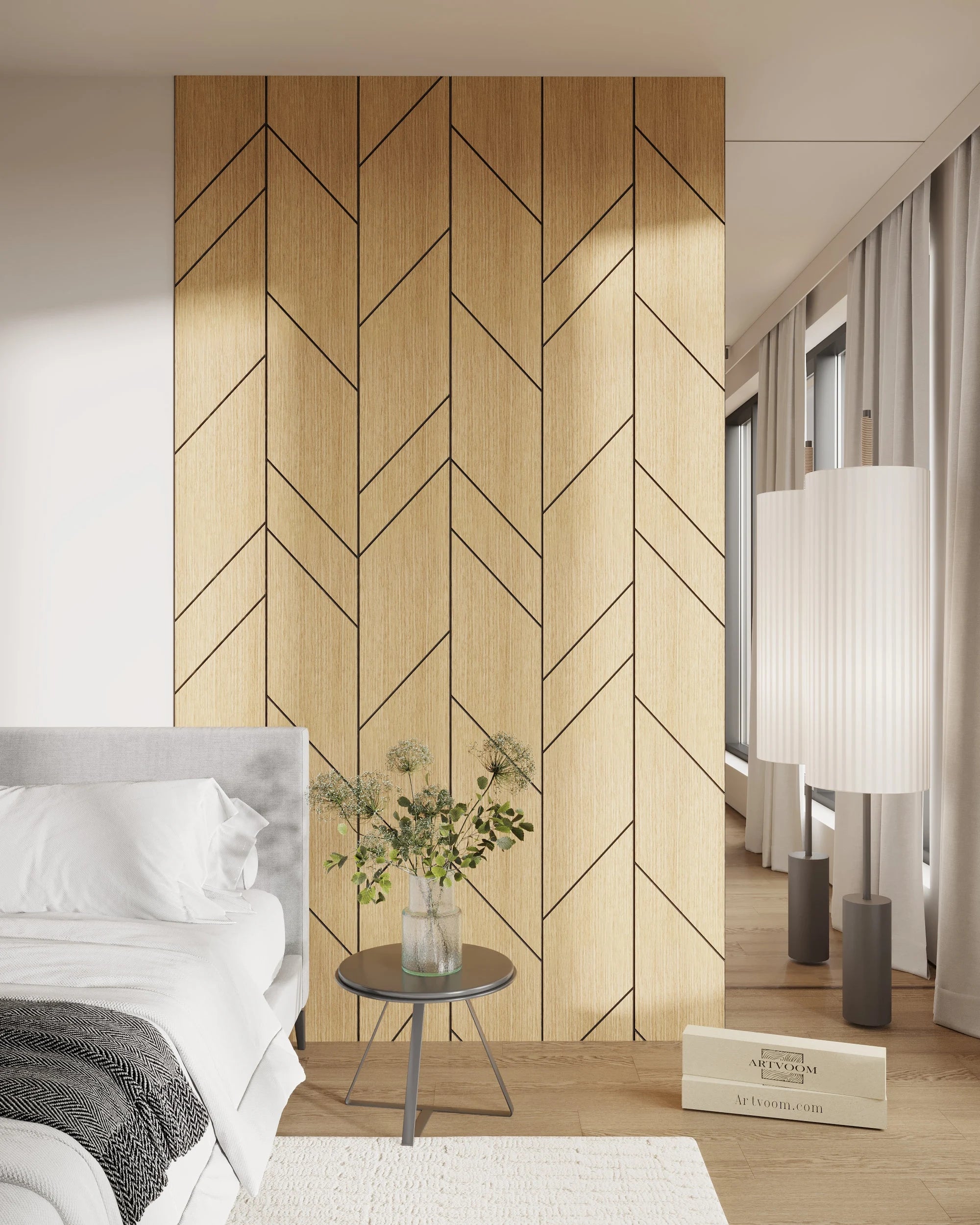 3D Wooden Wall Chevron Panels for a Luxury Accent Wall