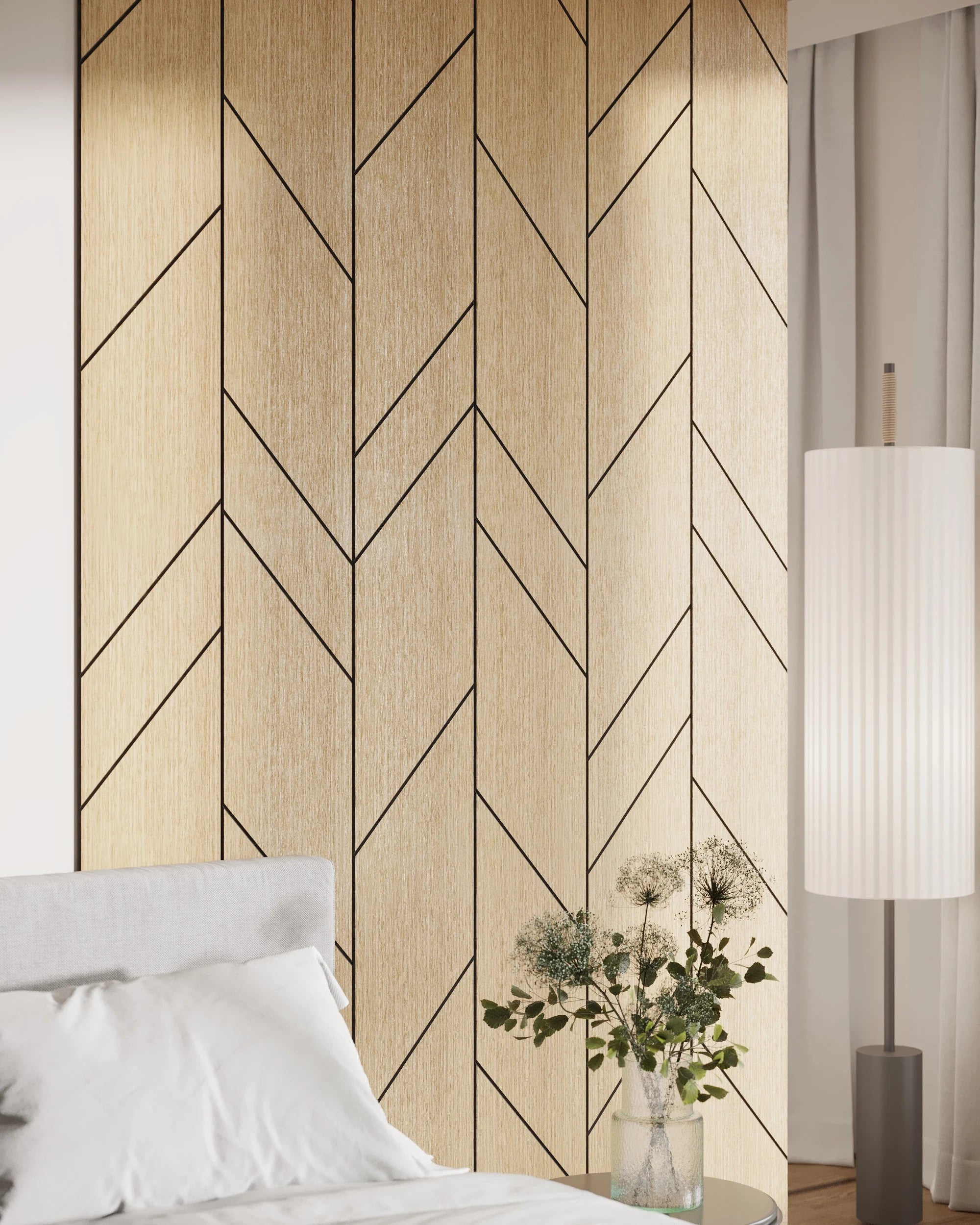 3D Wooden Wall Chevron Panels for a Luxury Accent Wall