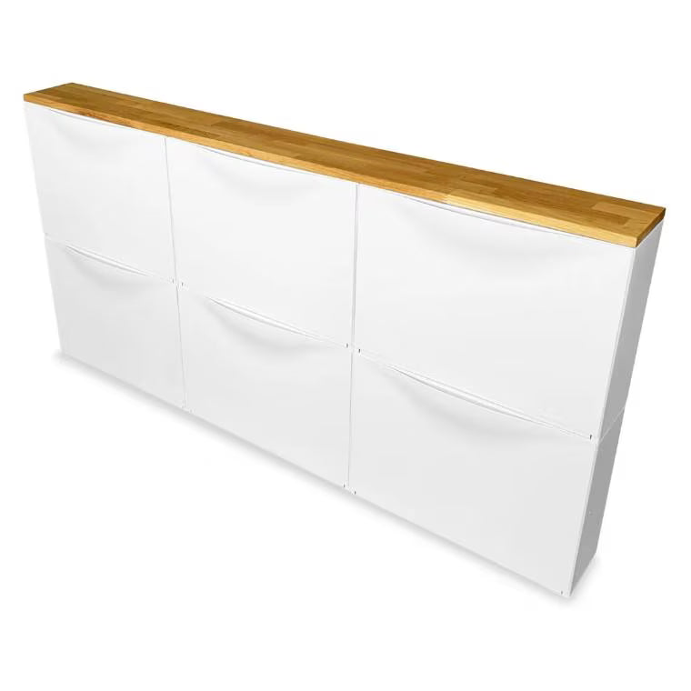 Overlay wooden panels for decorating ikea trones shoe cabinet