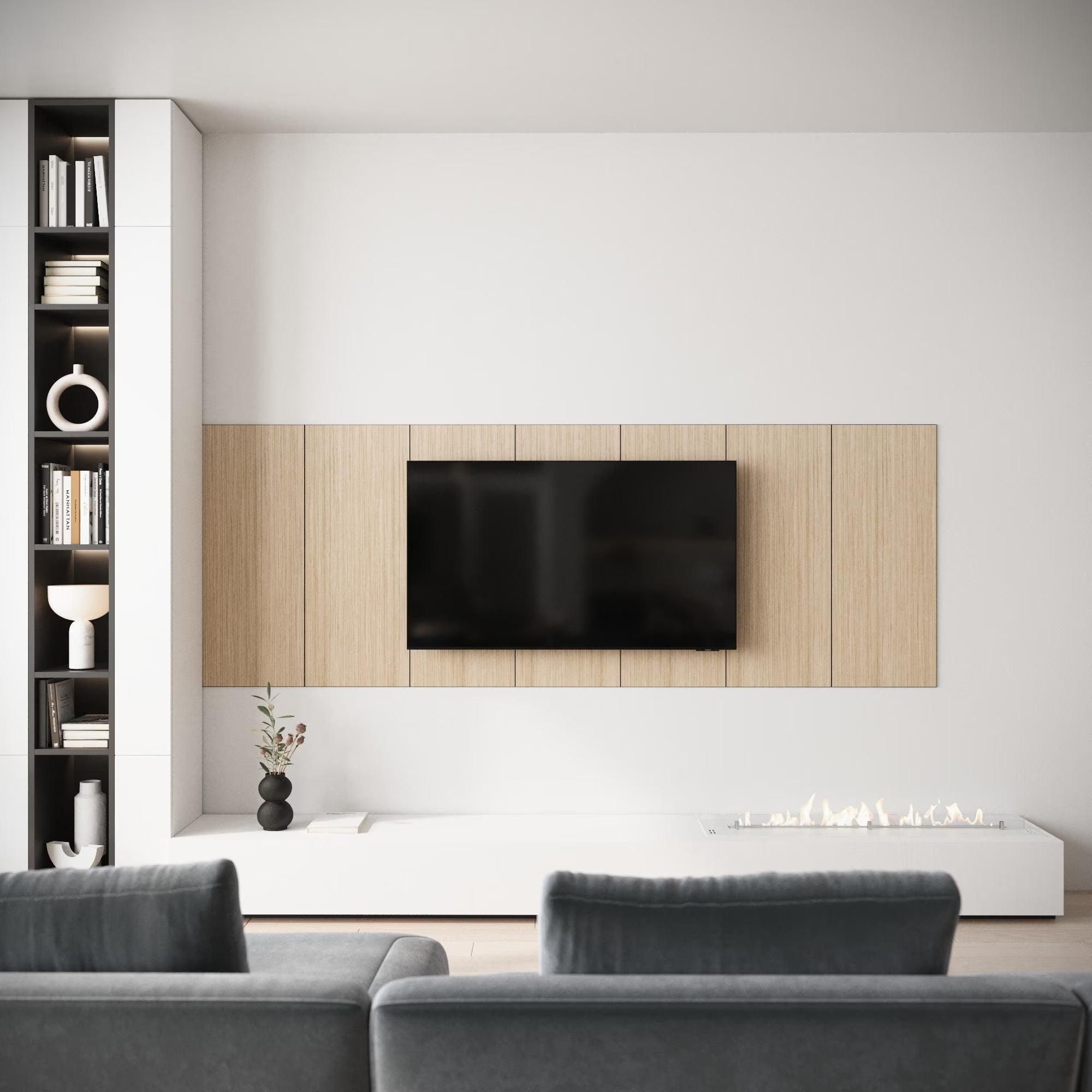 Media Wall Panels - Minimalist Wood Wall Panels for TV Backdrop