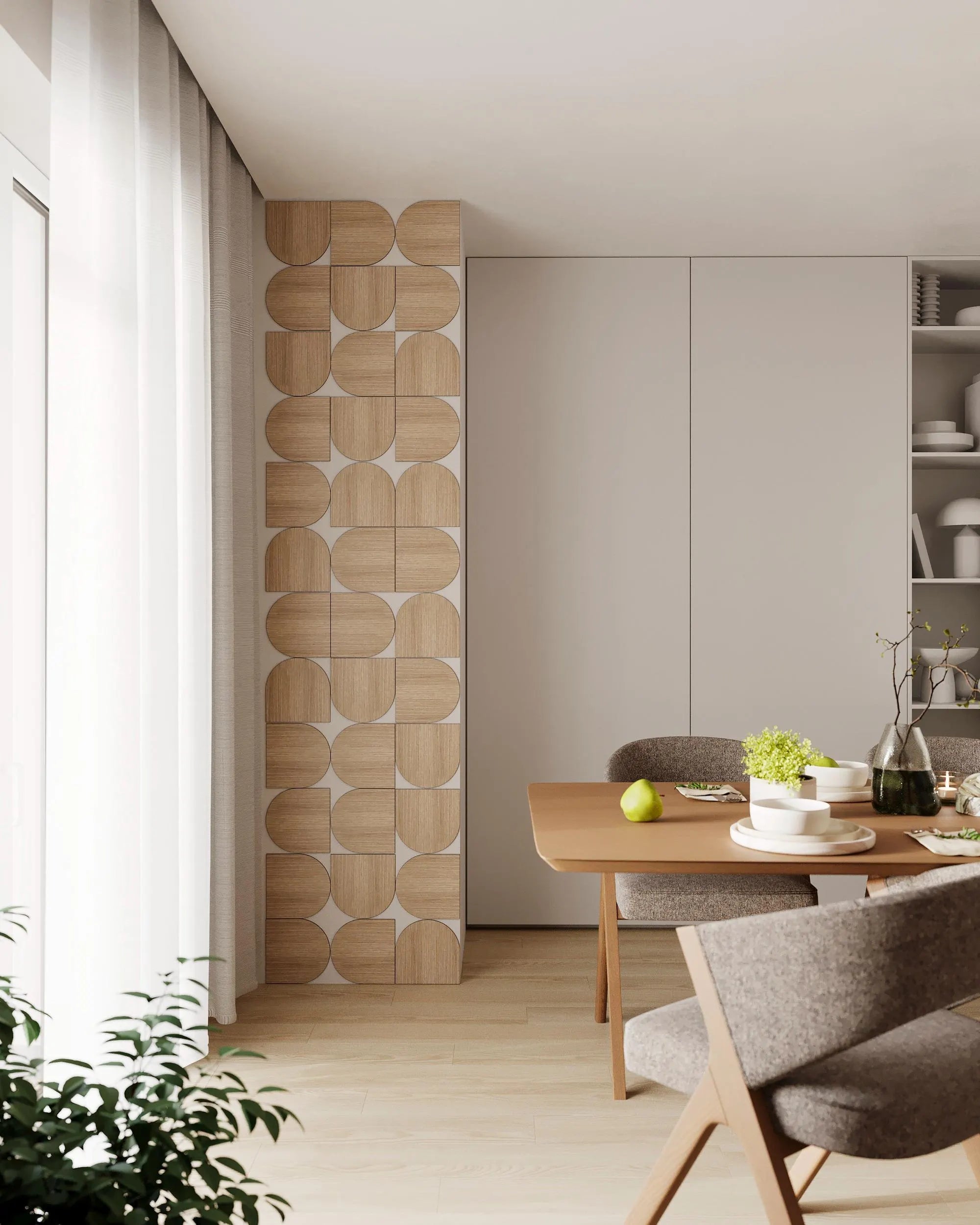 Large Semicircle Wooden Wall Panels - Half Circle Oak Veneer Panels panels by Artvoom – wood decor
