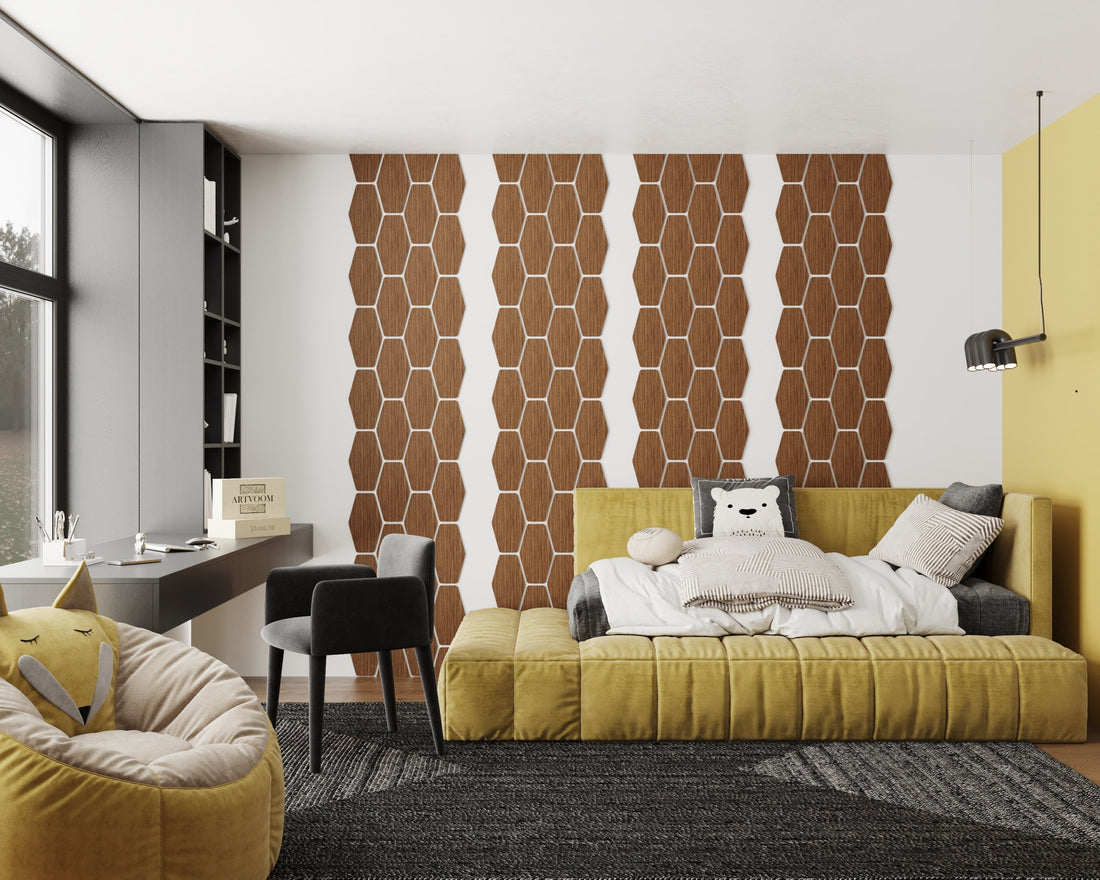 Long hexagons Walnut, Wooden Wall Panels, 15 pcs in box. Artvoom Wall Decor panels by Artvoom – wood decor