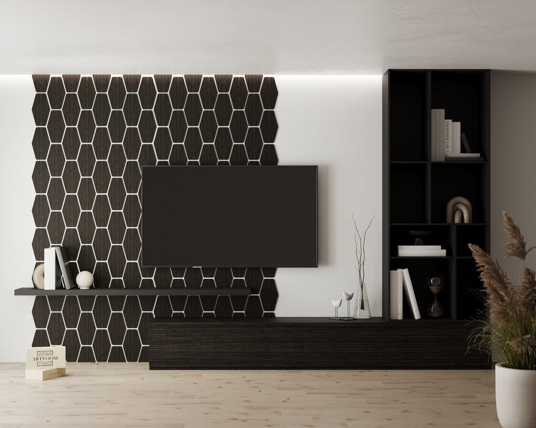 Long hexagons Wenge, Wooden Wall Panels, 15 pcs in box. Artvoom Wall Decor panels by Artvoom – wood decor