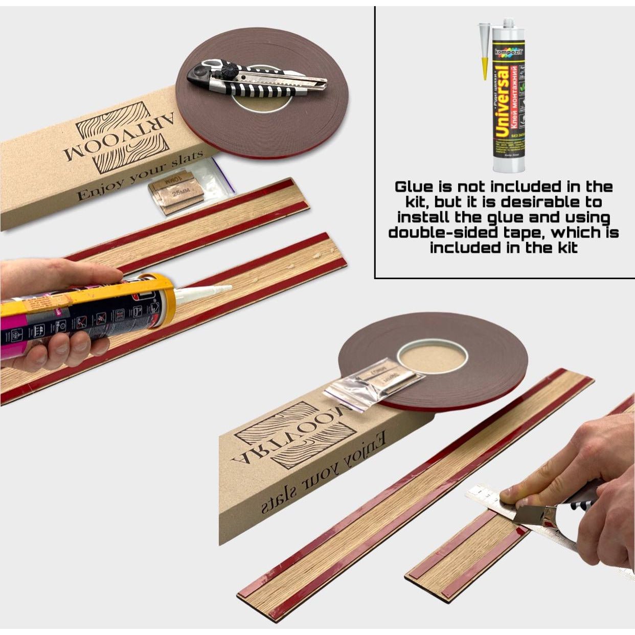 Narrow Natural Oak Wooden Wall Slats, 24 pcs in box. Artvoom Wall Decor panels by Artvoom – wood decor