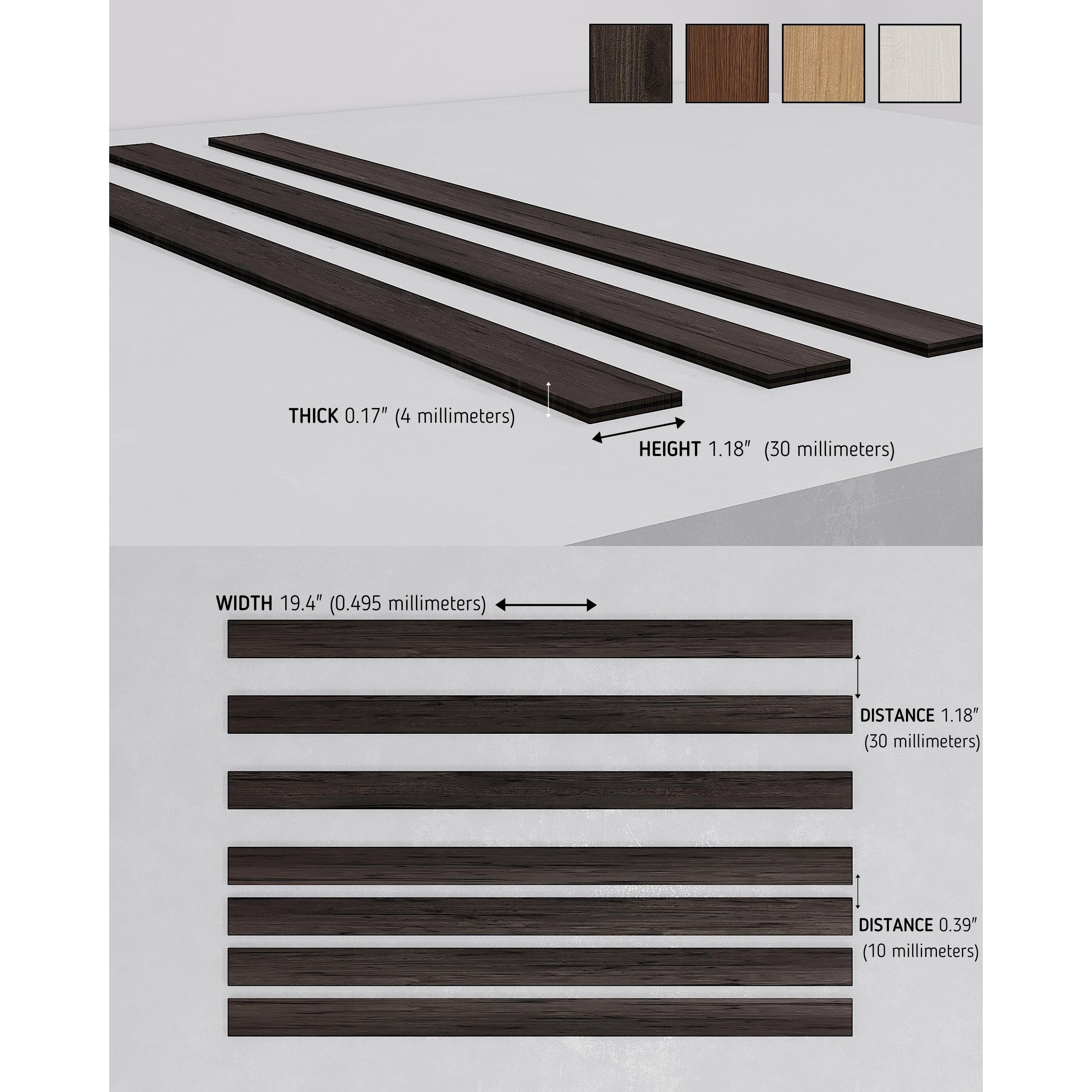 Narrow Oil Oak Wooden Wall Slats, 24 pcs in box. Artvoom Wall Decor panels by Artvoom – wood decor