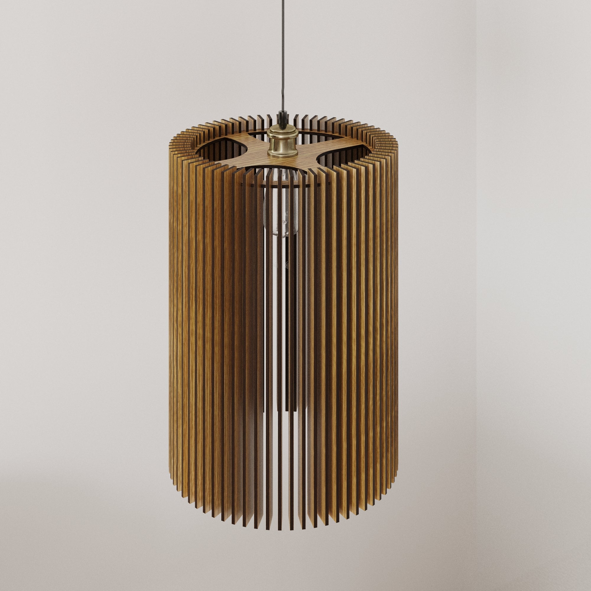 Narrow wooden pendant lights made of slats panels by Artvoom – wood decor
