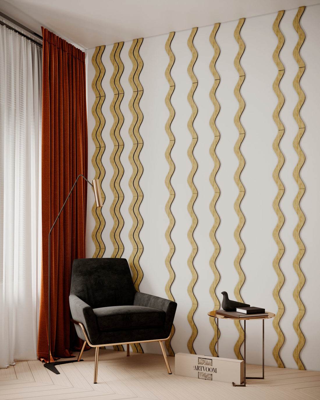 Oil Oak Wooden Wave, 12 pcs in box. Artvoom Wall Decor panels by Artvoom – wood decor