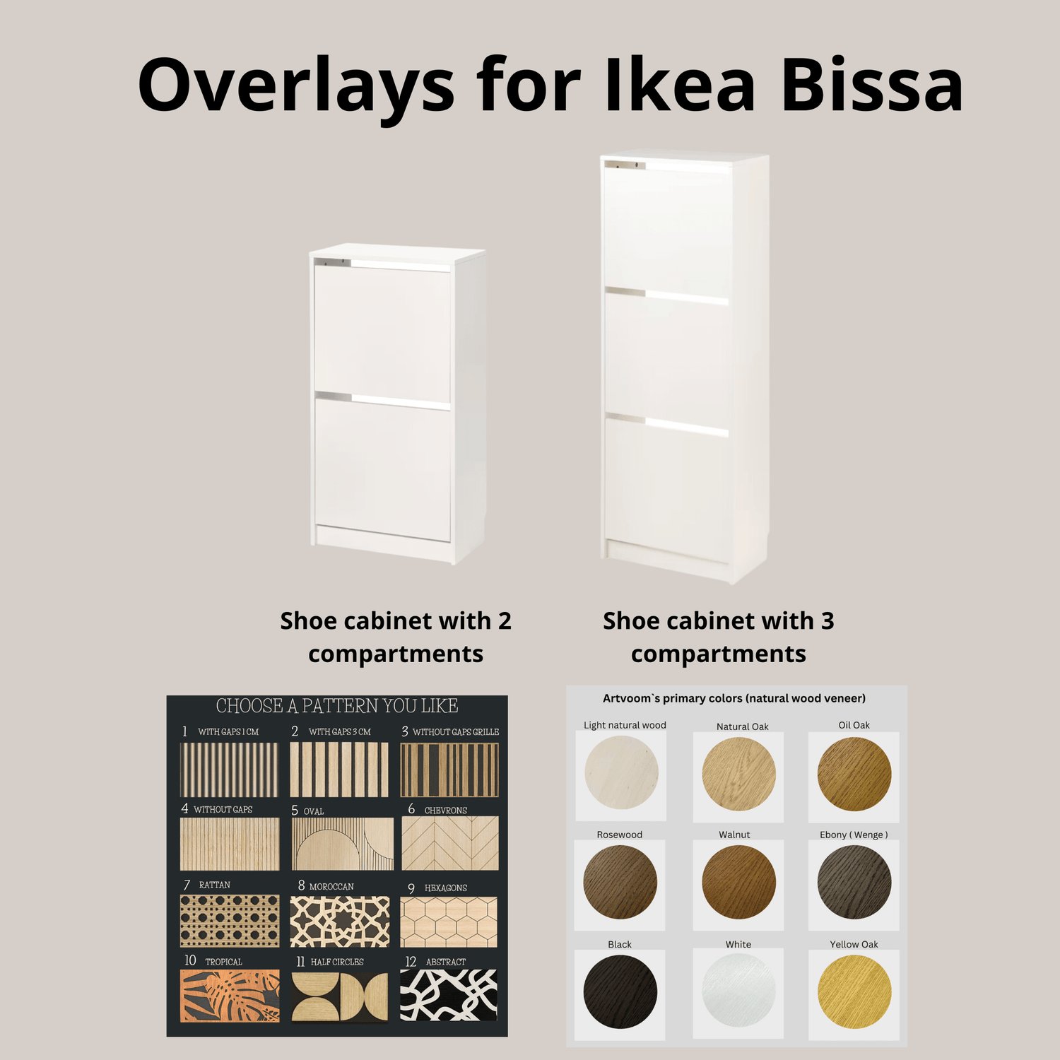 Overlay wooden panels for decorating ikea bissa dresser with pattern panels by Artvoom – wood decor