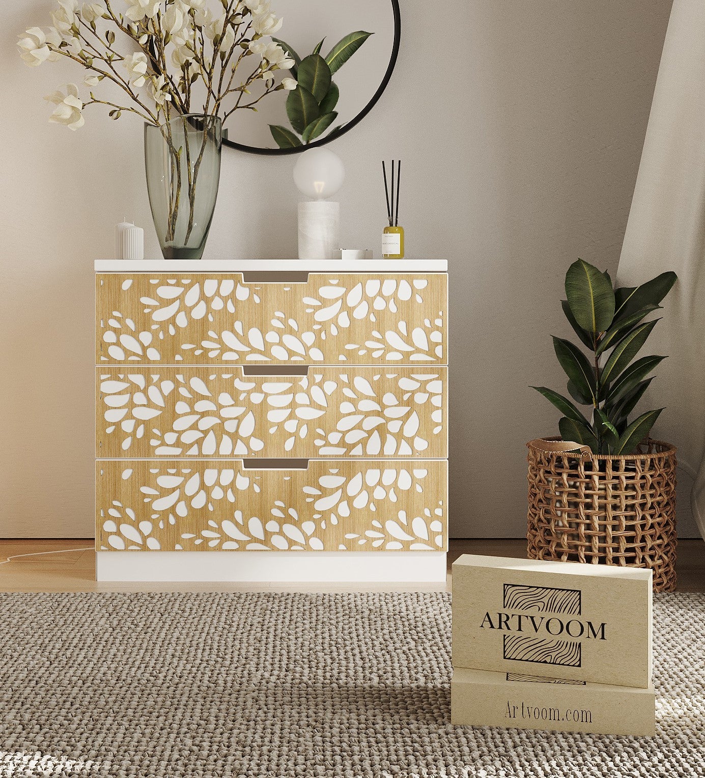 Overlay wooden panels for decorating ikea kallax doors and drawers with pattern panels by Artvoom – wood decor
