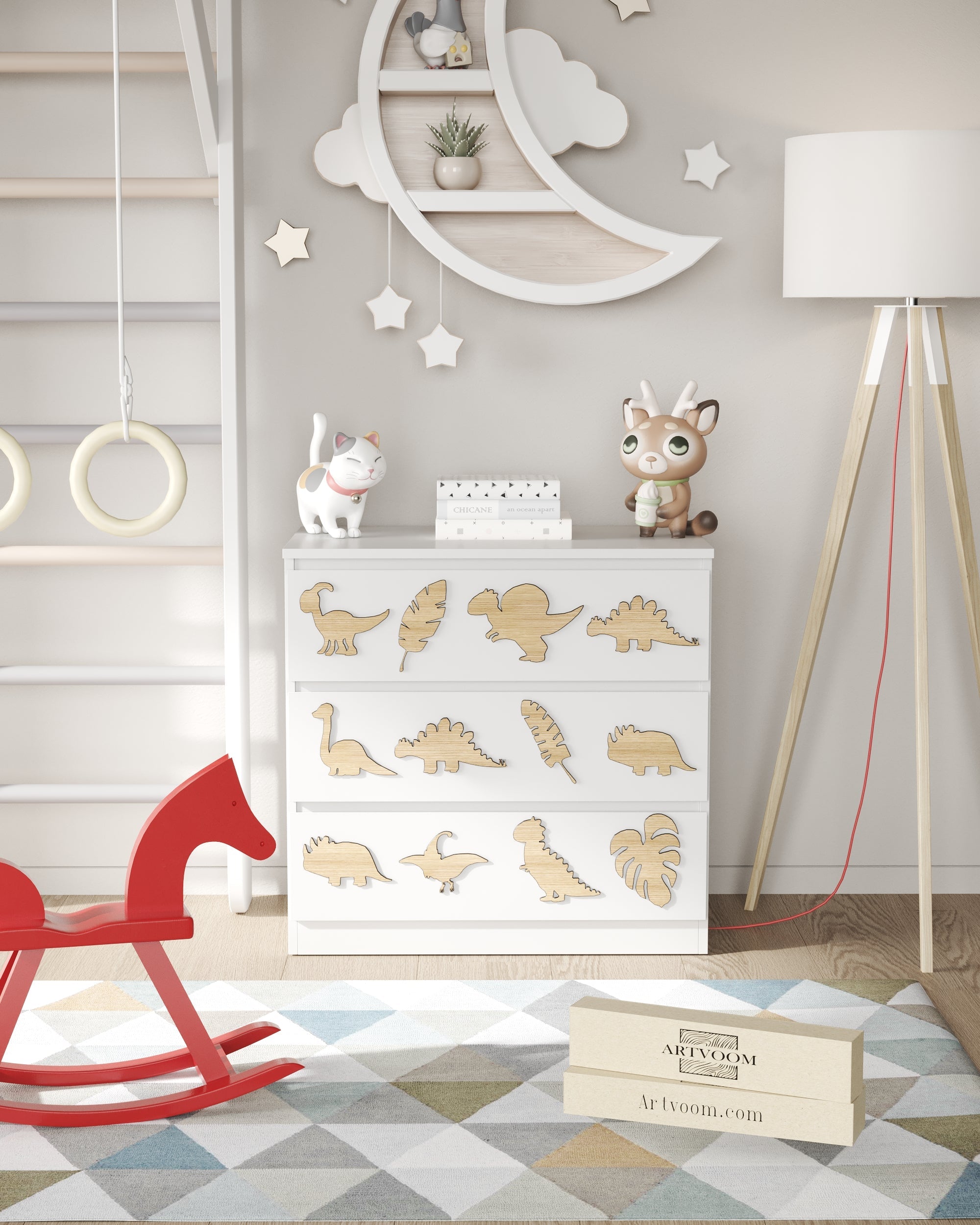 Overlay wooden panels for decorating ikea nordi dresser with pattern panels by Artvoom – wood decor