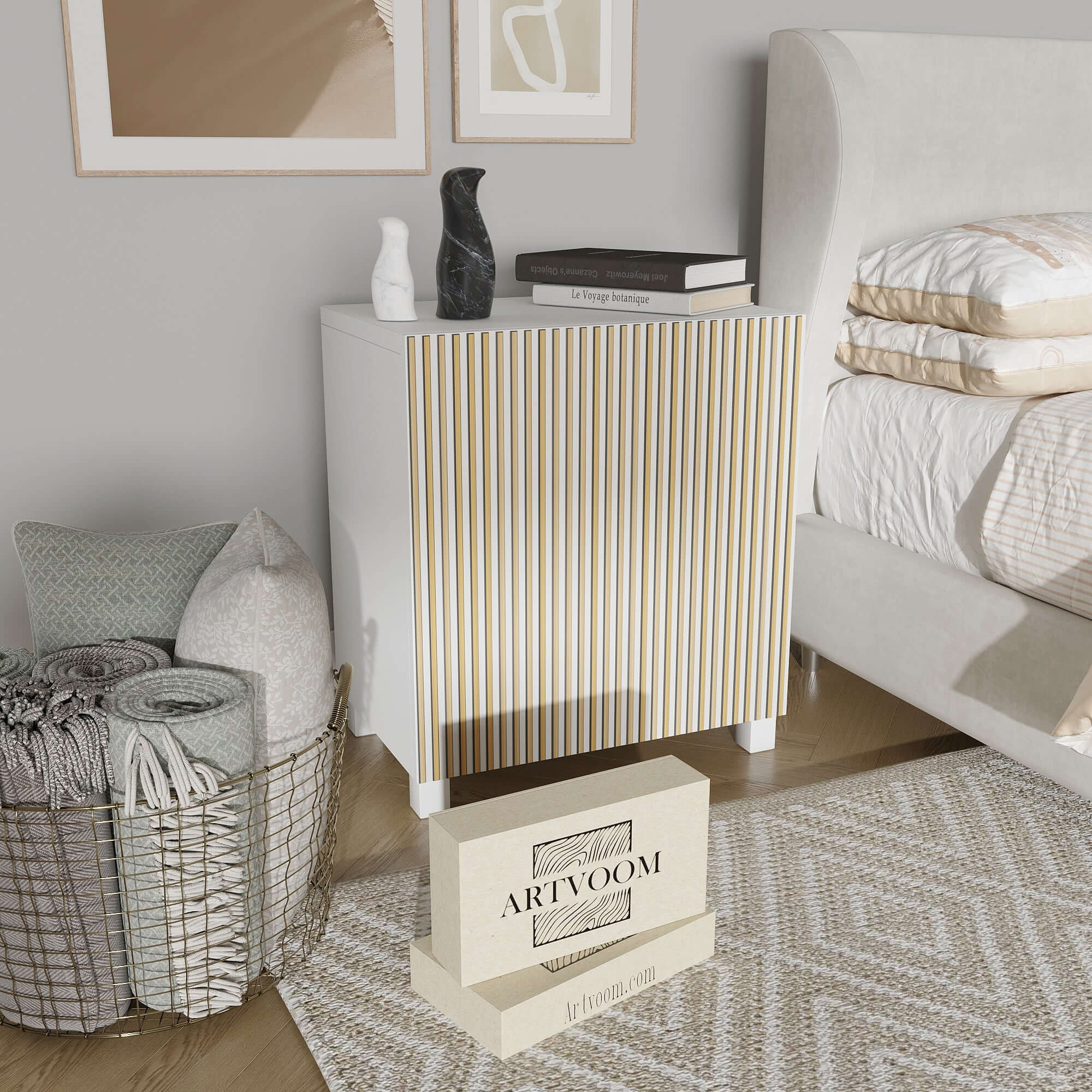 Overlay wooden slats panels for decorating ikea besta dresser with pattern panels by Artvoom – wood decor