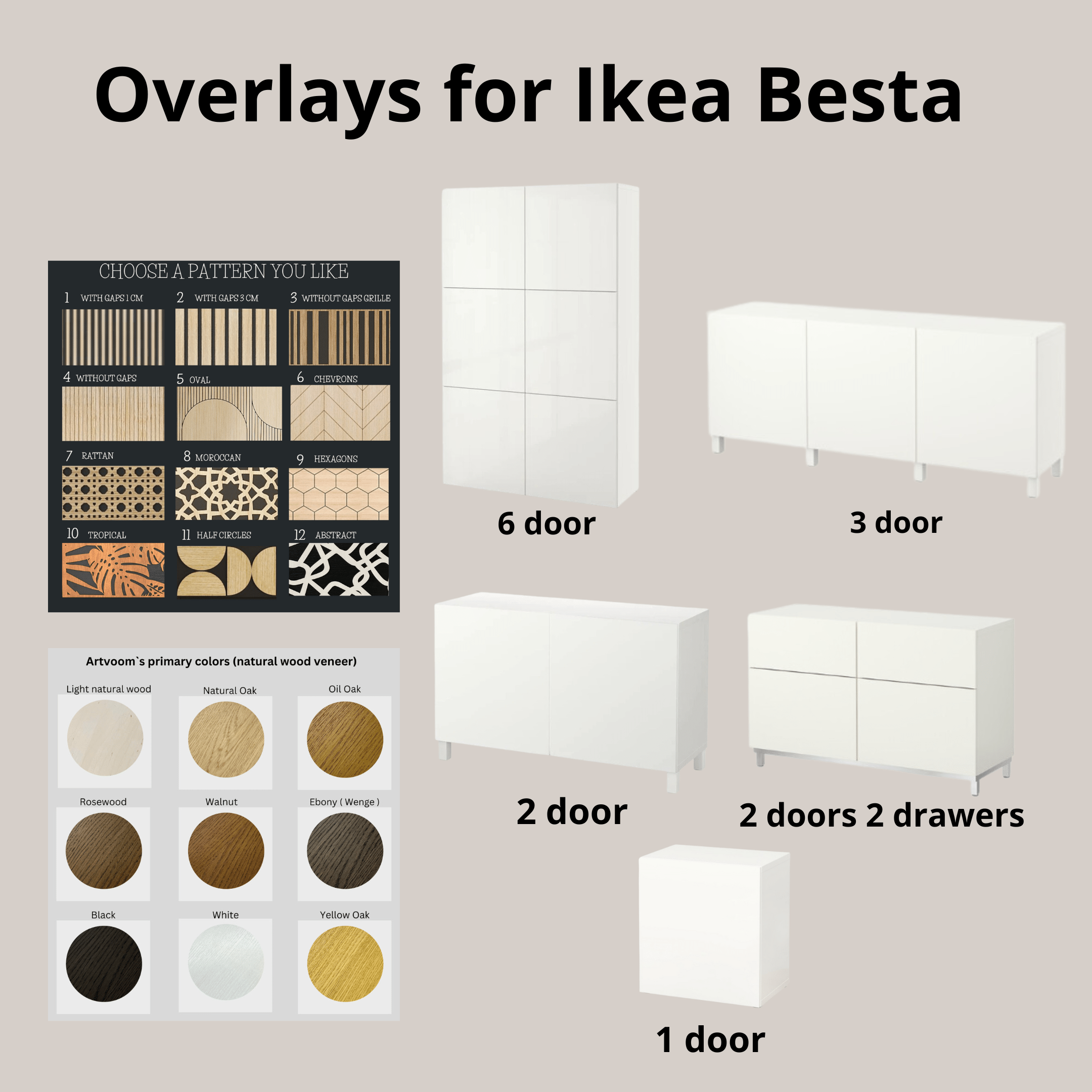 Overlay wooden slats panels for decorating ikea besta dresser with pattern panels by Artvoom – wood decor
