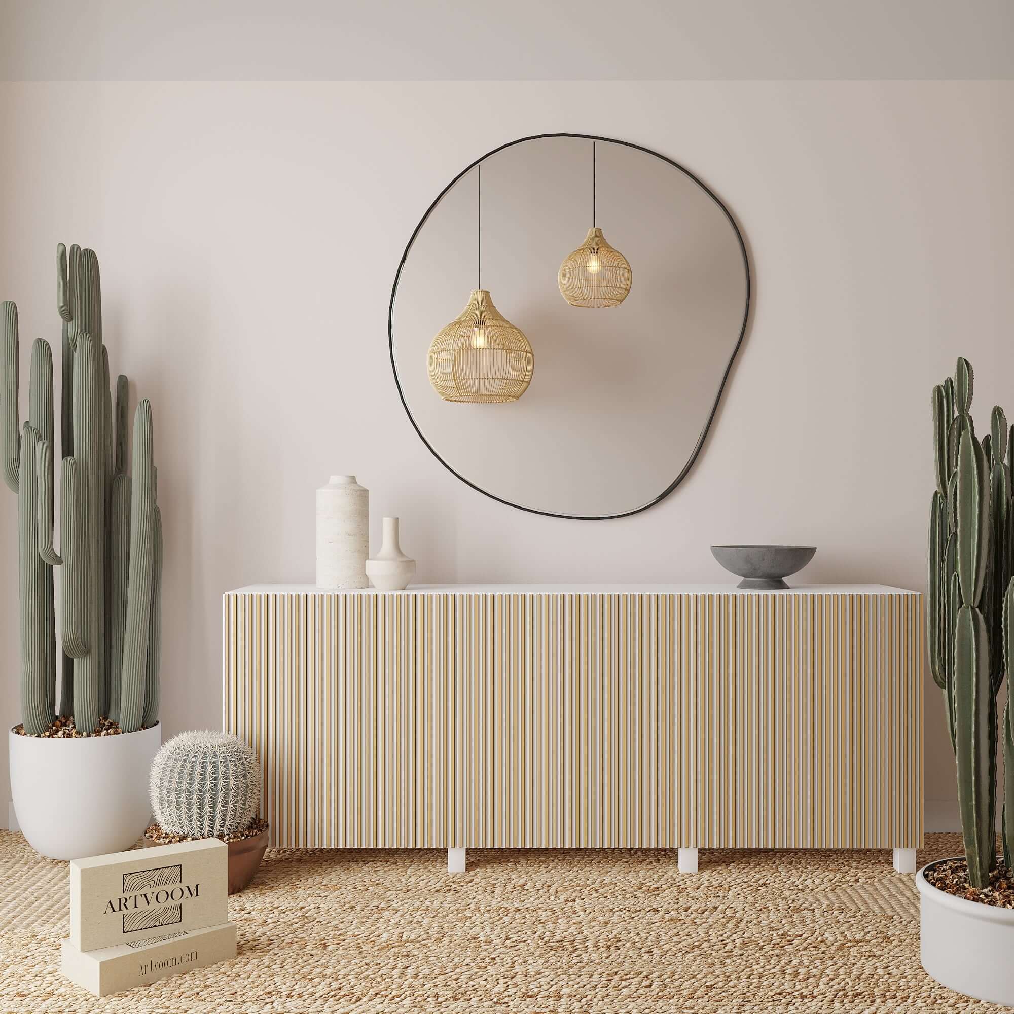 Overlay wooden slats panels for decorating ikea besta dresser with pattern panels by Artvoom – wood decor