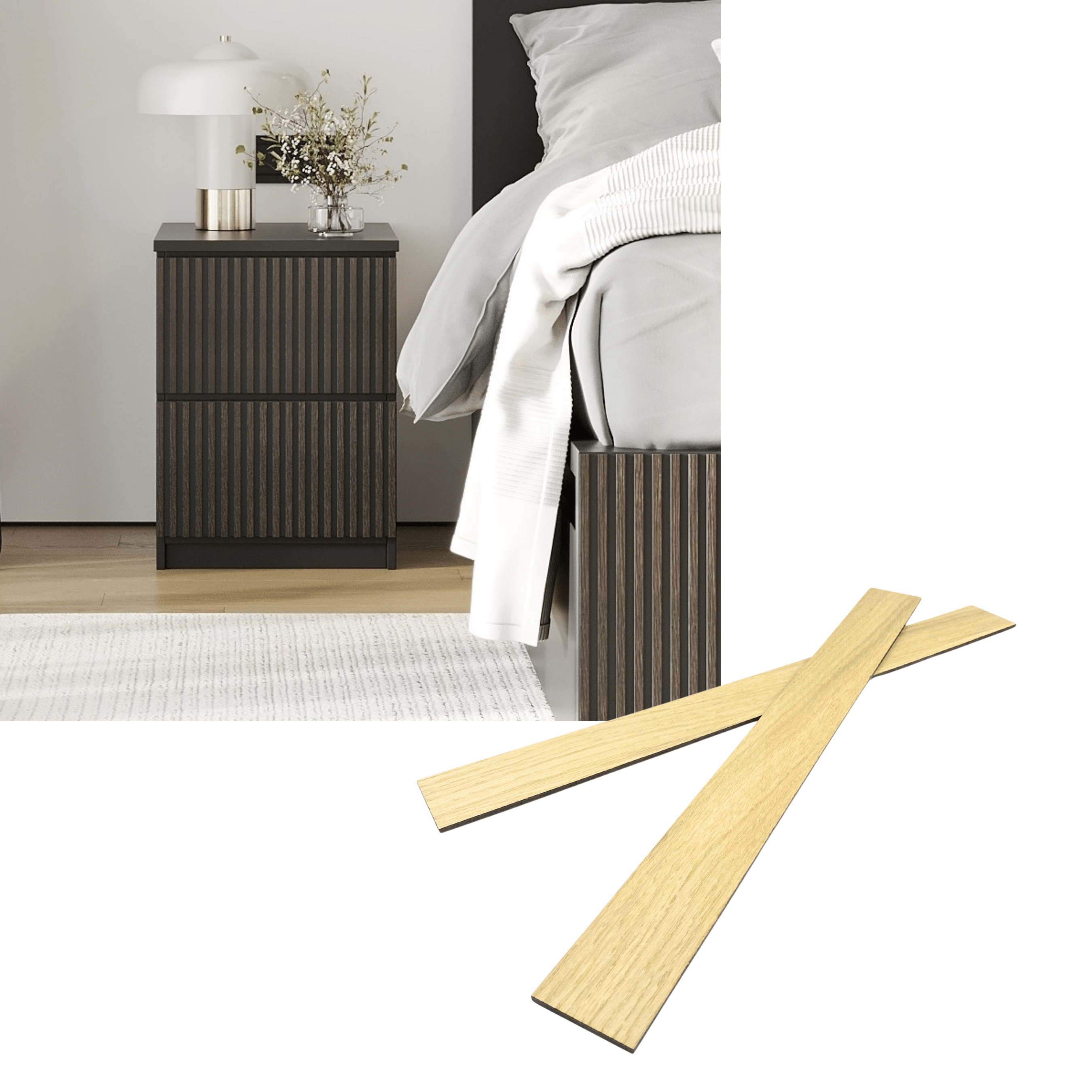 Overlay wooden slats panels for decorating ikea malm dresser 1 cm width panels by Artvoom – wood decor