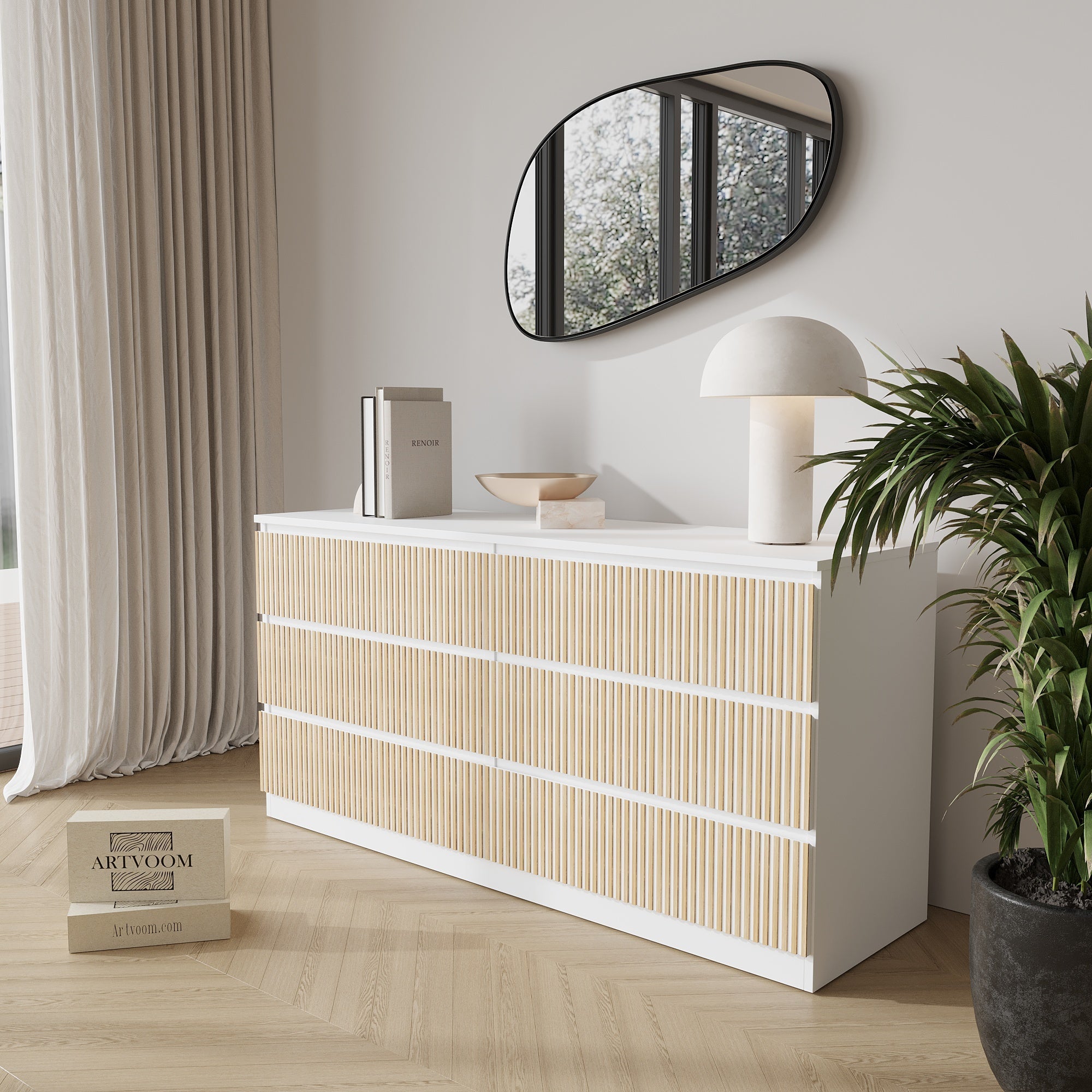 Overlay wooden slats panels for decorating ikea malm dresser 1 cm width panels by Artvoom – wood decor