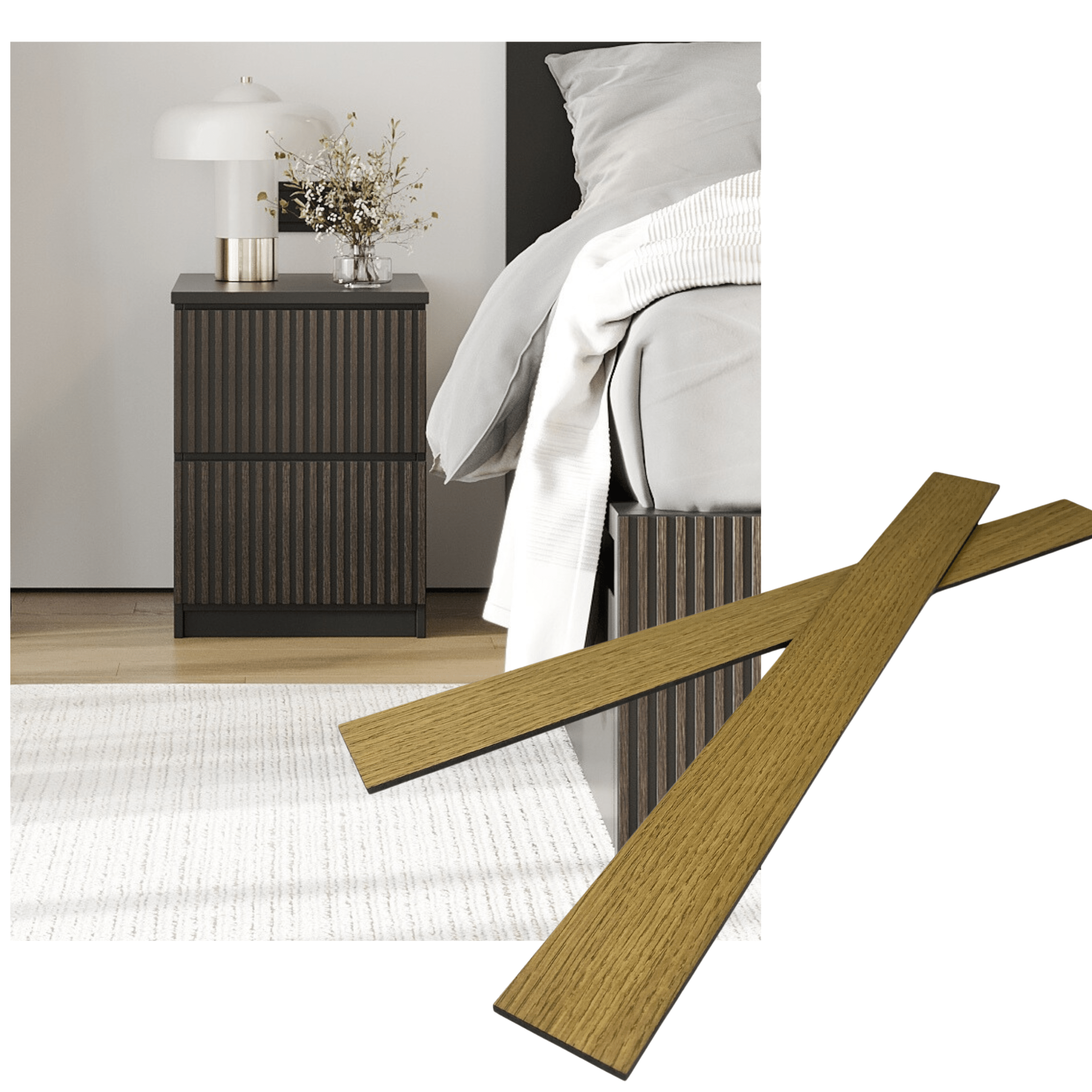 Overlay wooden slats panels for decorating ikea malm dresser 1 cm width panels by Artvoom – wood decor
