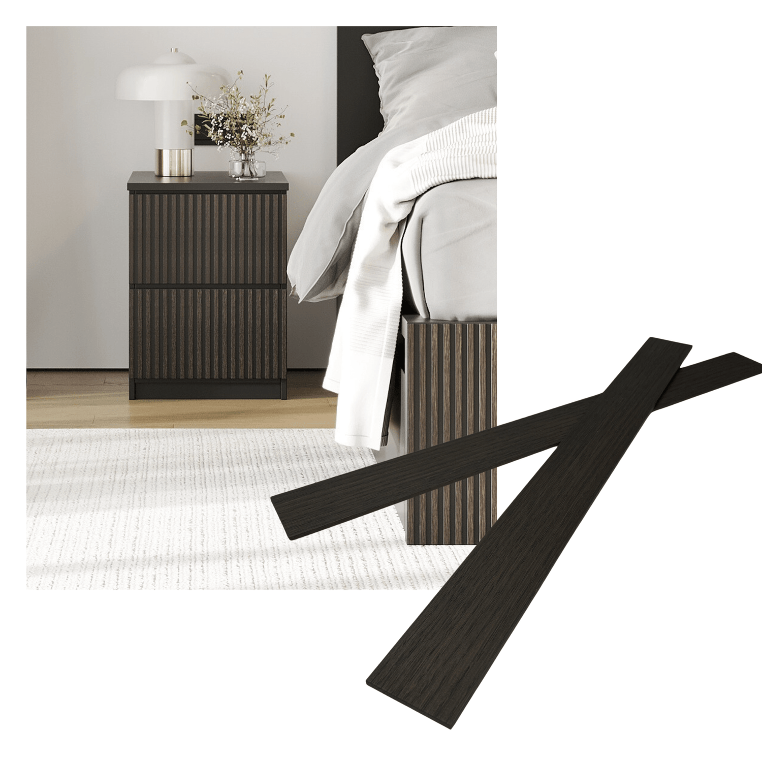 Overlay wooden slats panels for decorating ikea malm dresser 1 cm width panels by Artvoom – wood decor