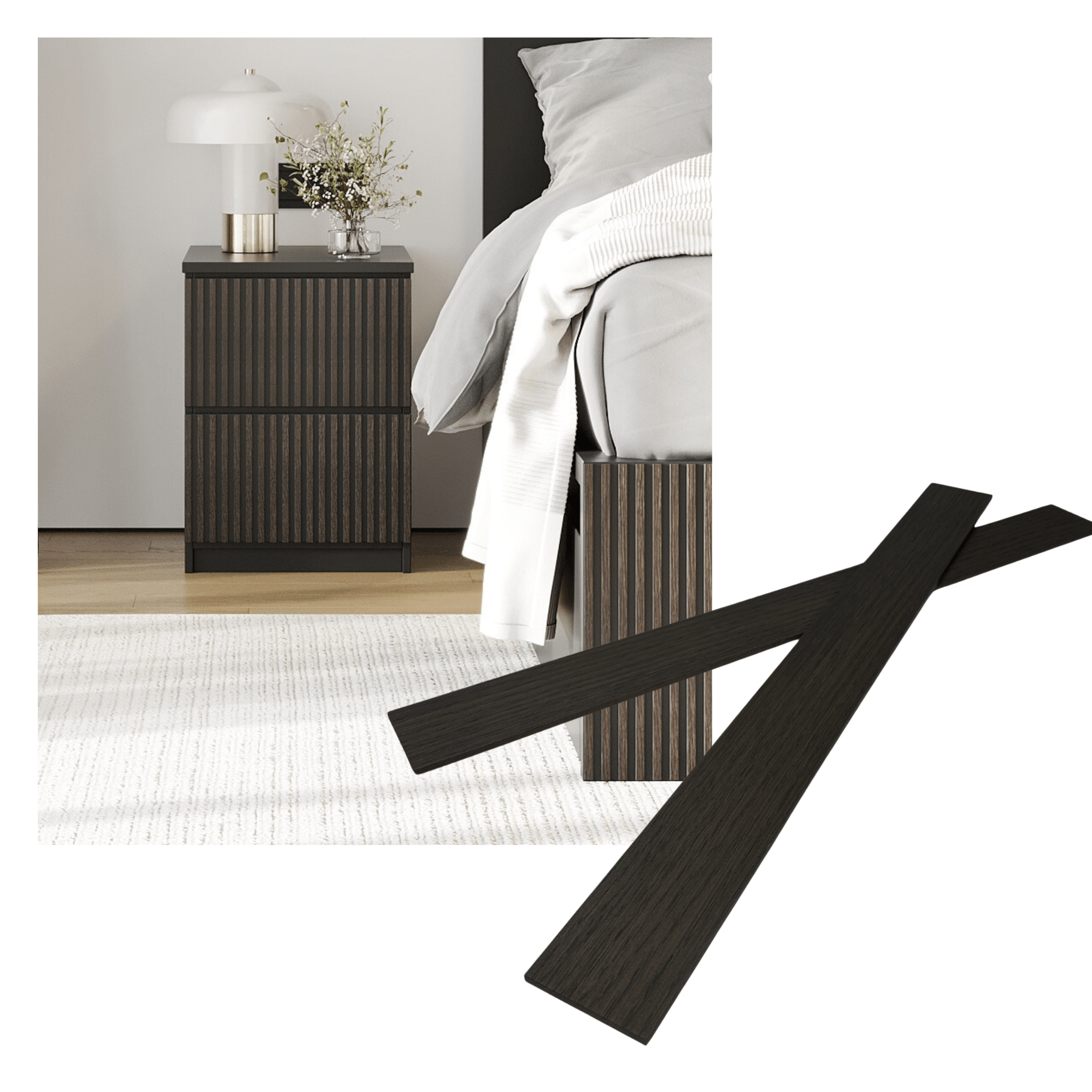 Overlay wooden slats panels for decorating ikea malm dresser 1 cm width panels by Artvoom – wood decor