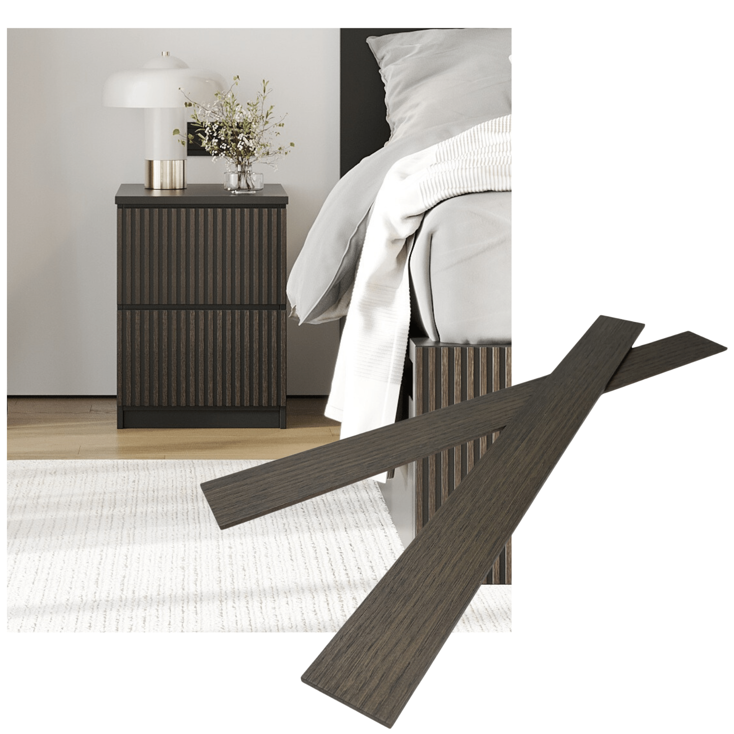 Overlay wooden slats panels for decorating ikea malm dresser 1 cm width panels by Artvoom – wood decor