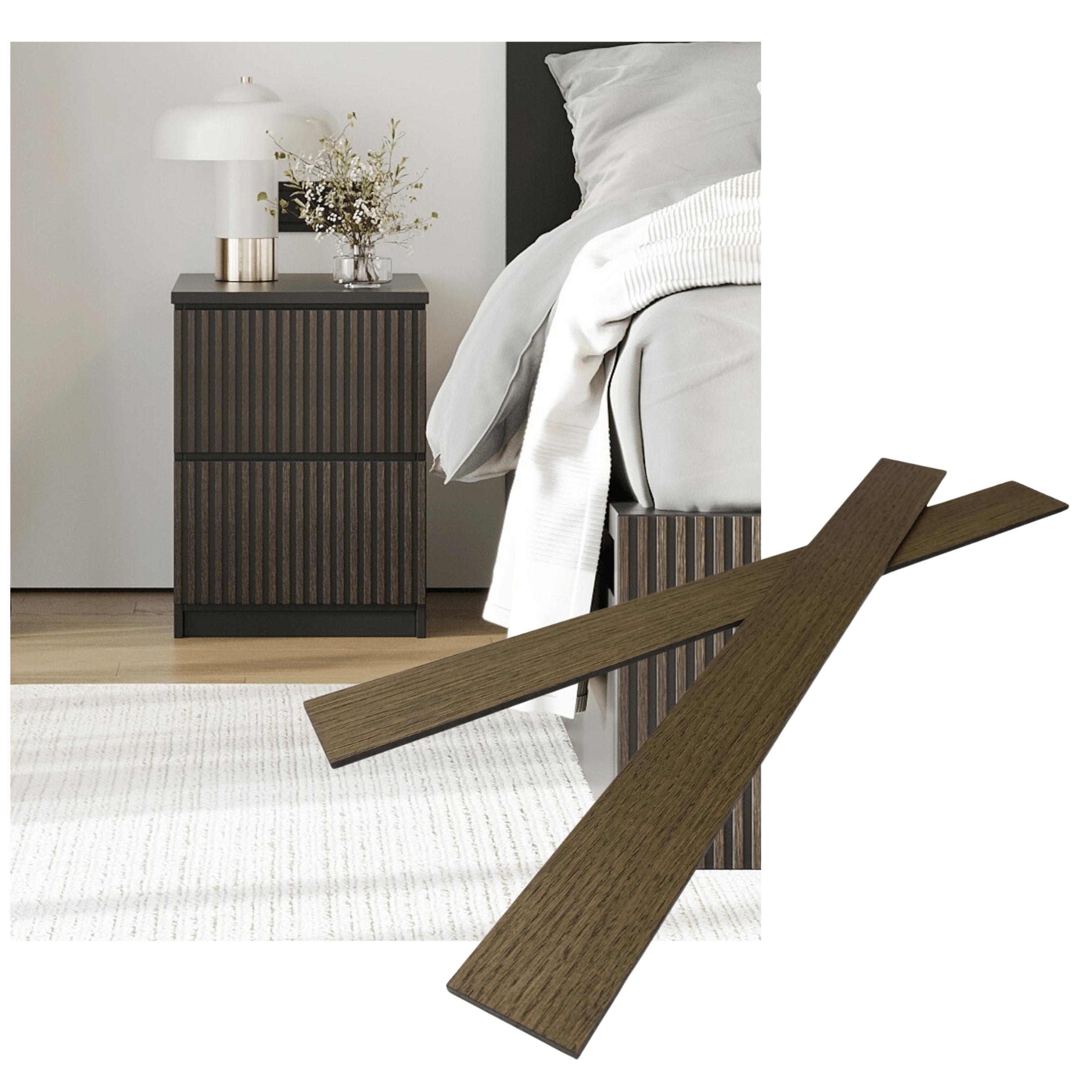 Overlay wooden slats panels for decorating ikea malm dresser 1 cm width panels by Artvoom – wood decor
