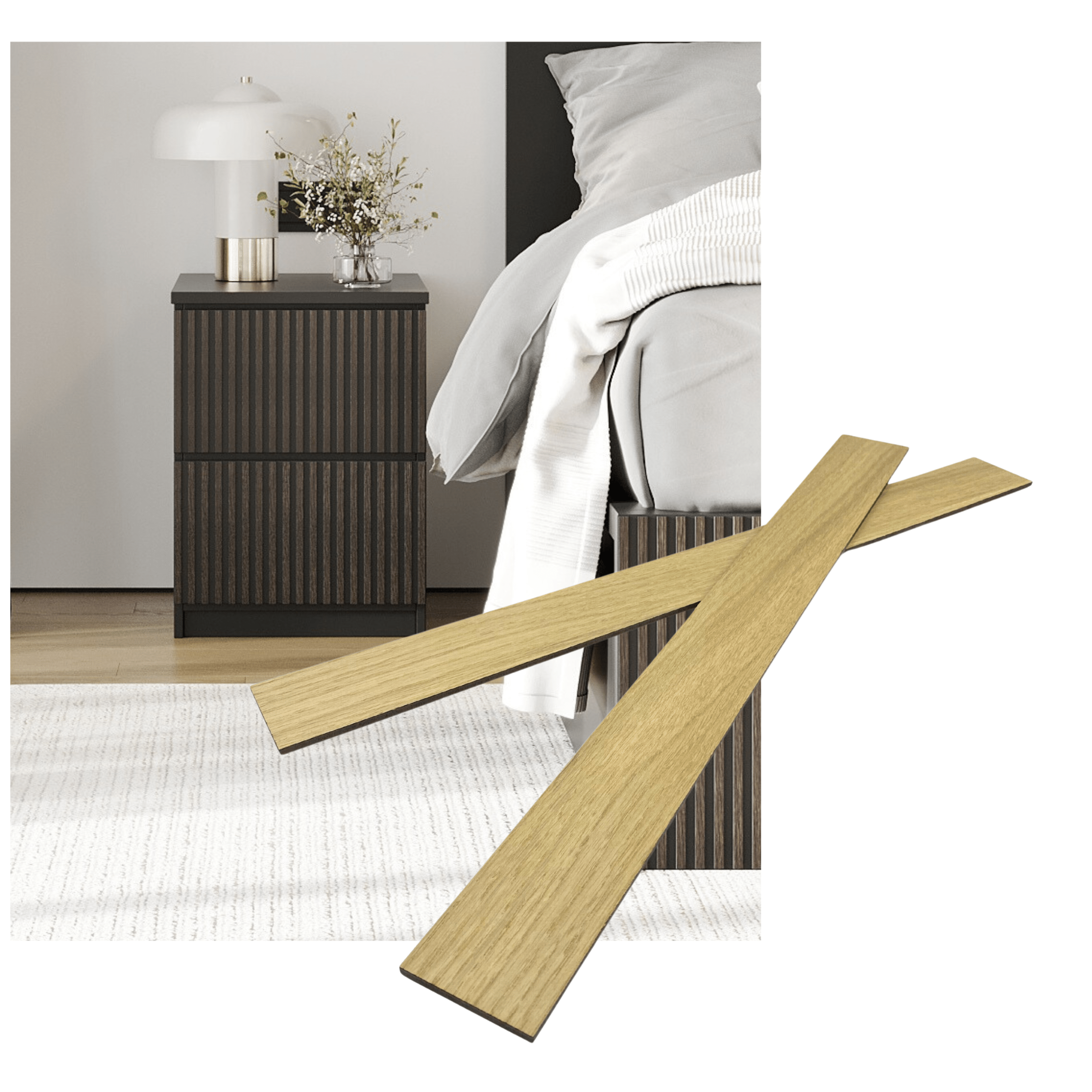 Overlay wooden slats panels for decorating ikea malm dresser 1 cm width panels by Artvoom – wood decor