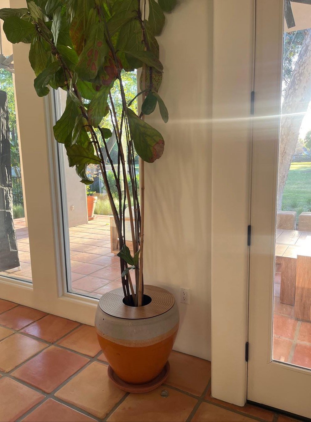 Plant pot cover, wood mulch ring of oak veneer panels by Artvoom – wood decor