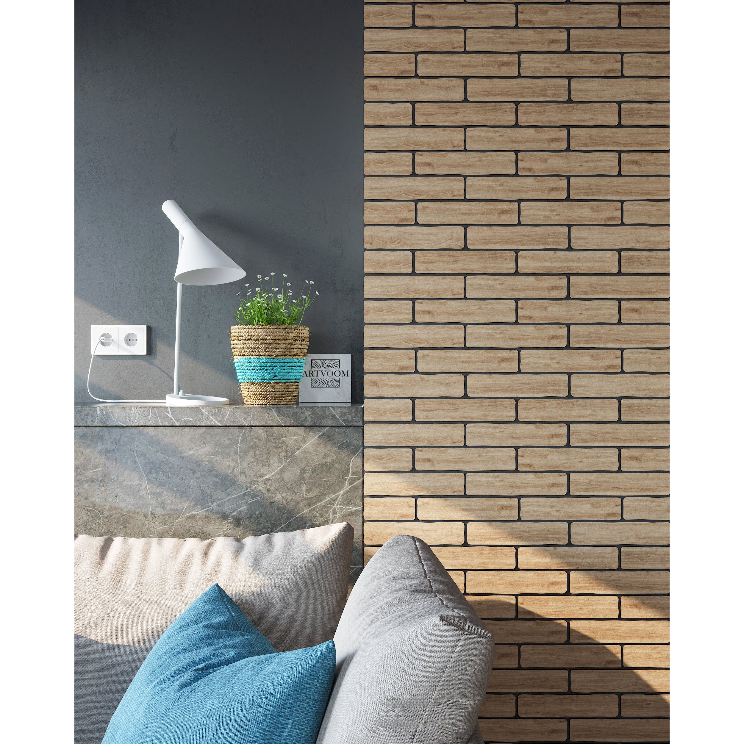 Real Wooden Natural Oak Faux Bricks for Wall Panels, 42 pcs in box. Artvoom Wall Decor panels by Artvoom – wood decor