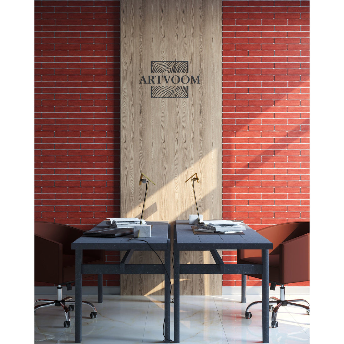 Real Wooden Red Faux Bricks for Wall Panels, 42 pcs in box. Artvoom Wall Decor panels by Artvoom – wood decor