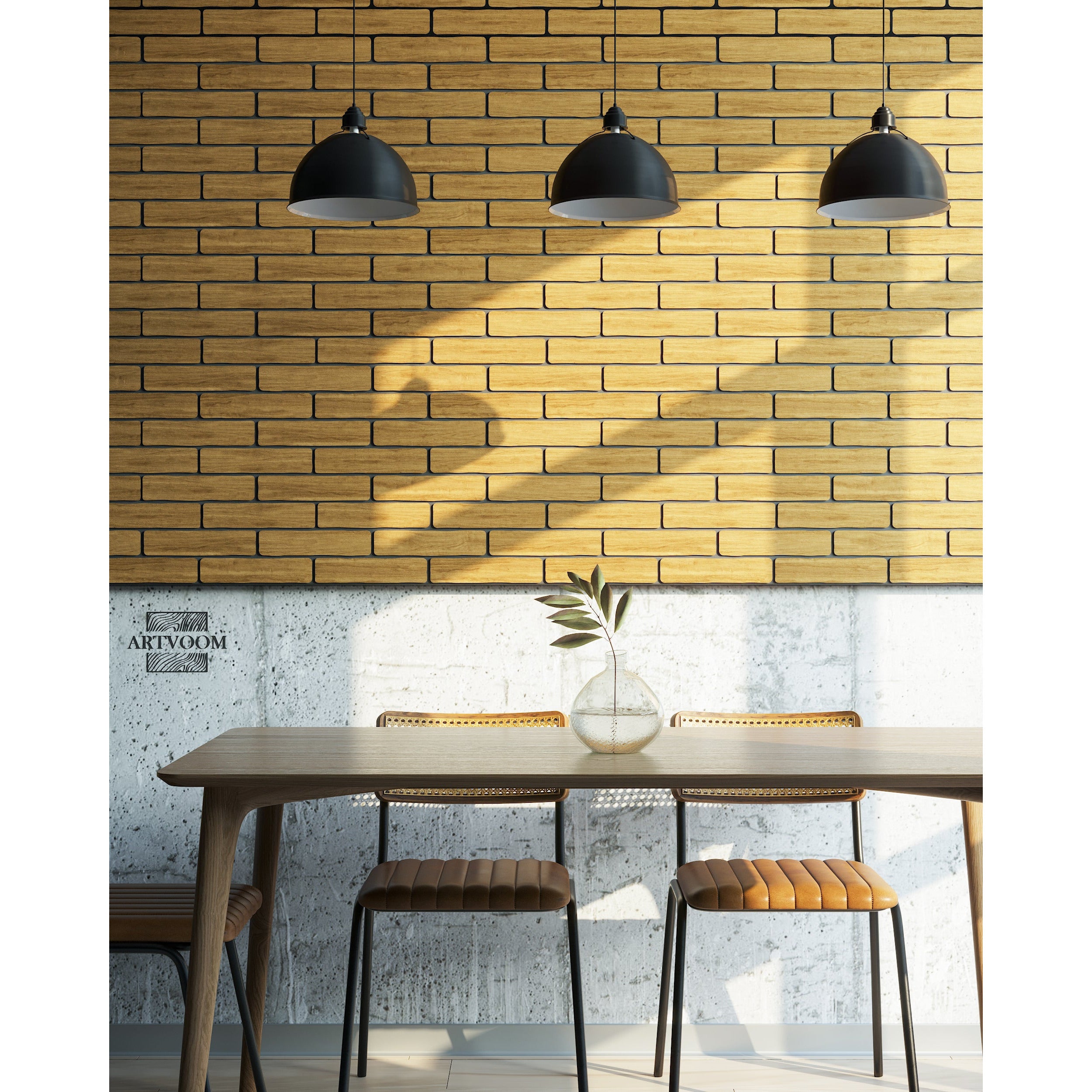 Real Wooden Yellow Oak Faux Bricks for Wall Panels, 42 pcs in box. Artvoom Wall Decor panels by Artvoom – wood decor