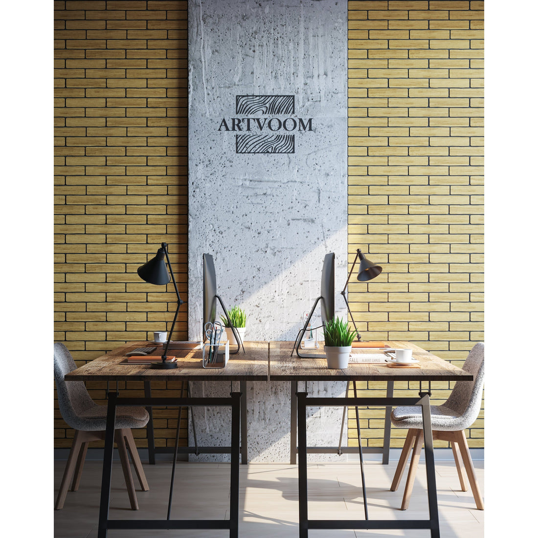 Real Wooden Yellow Oak Faux Bricks for Wall Panels, 42 pcs in box. Artvoom Wall Decor panels by Artvoom – wood decor