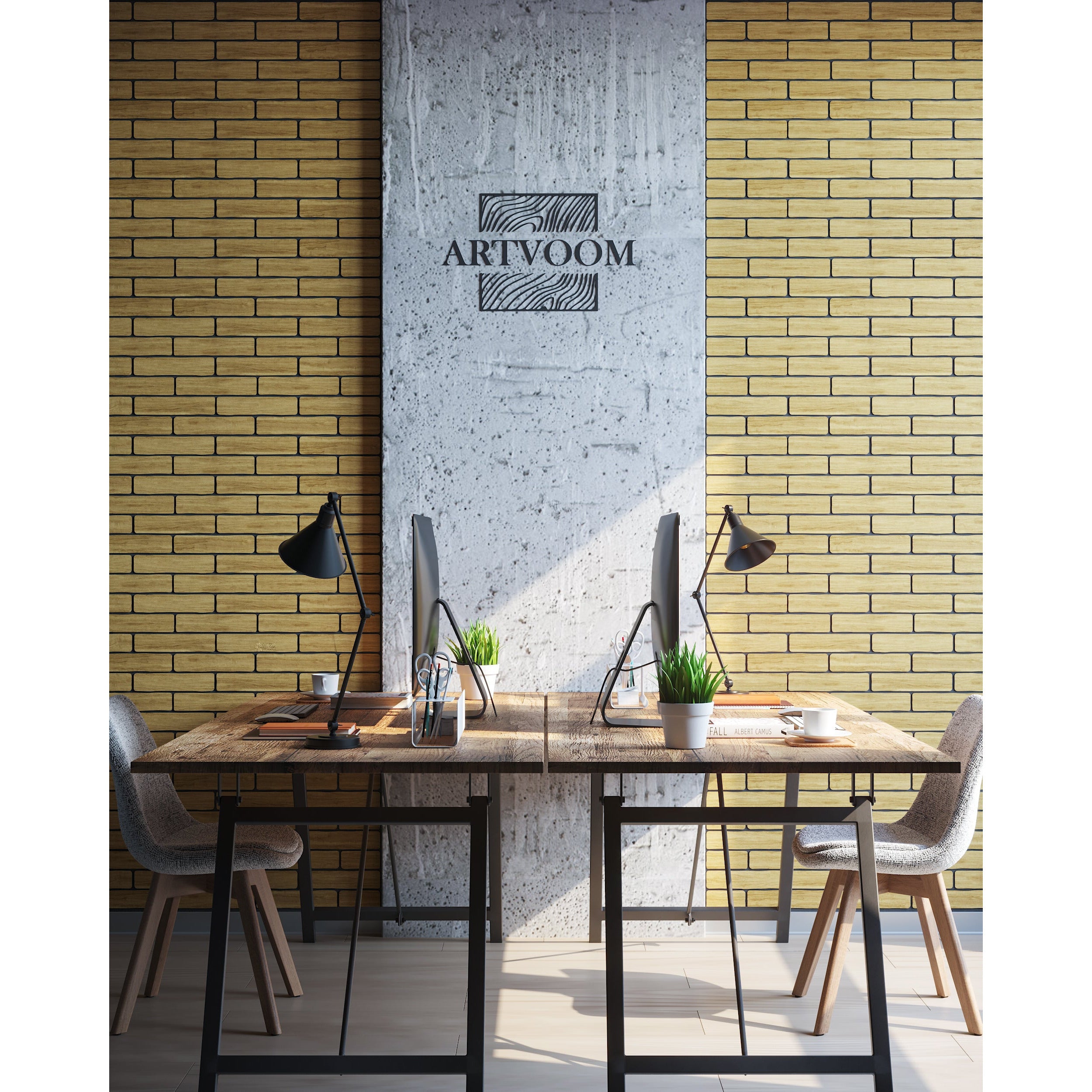 Real Wooden Yellow Oak Faux Bricks for Wall Panels, 42 pcs in box. Artvoom Wall Decor panels by Artvoom – wood decor