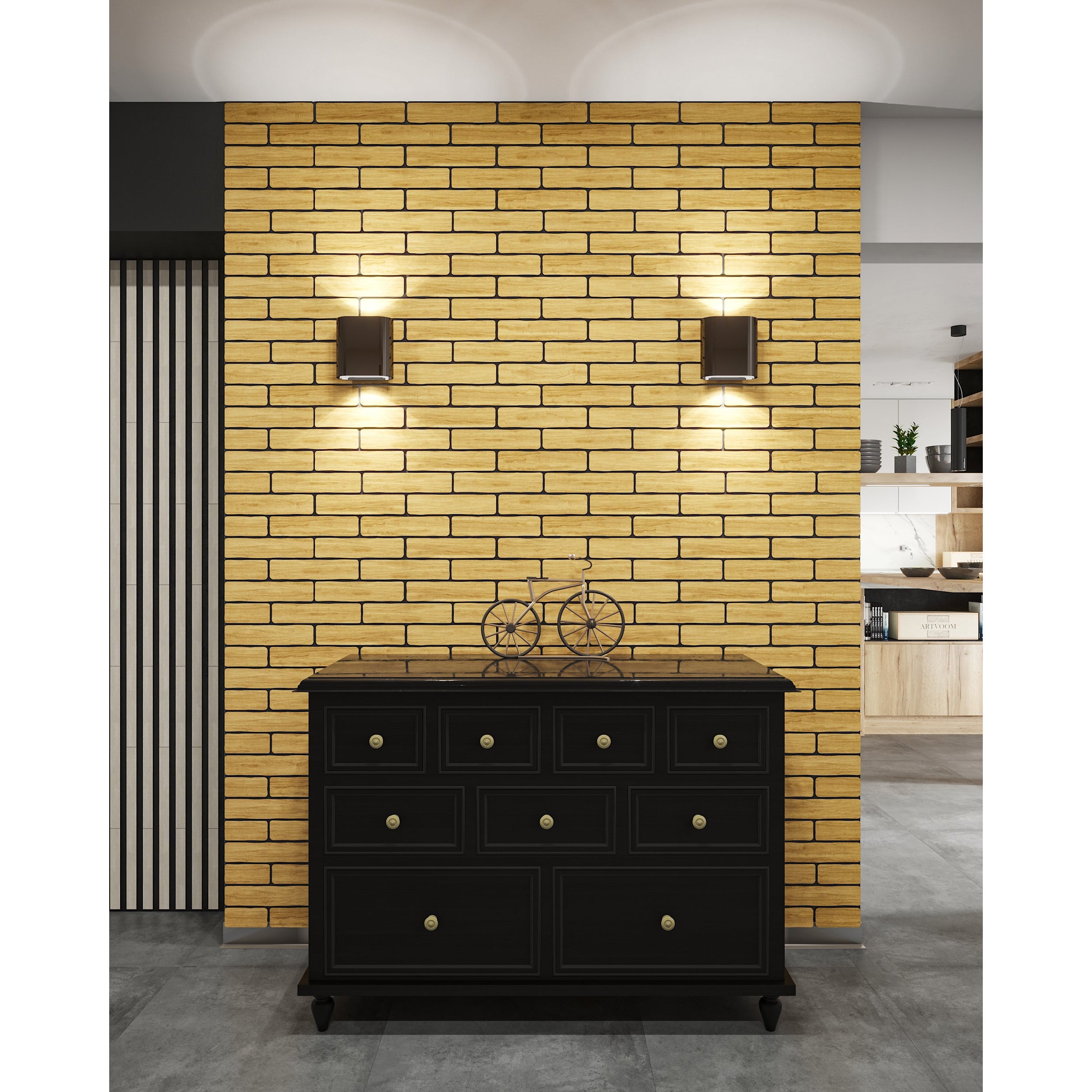 Real Wooden Yellow Oak Faux Bricks for Wall Panels, 42 pcs in box. Artvoom Wall Decor panels by Artvoom – wood decor