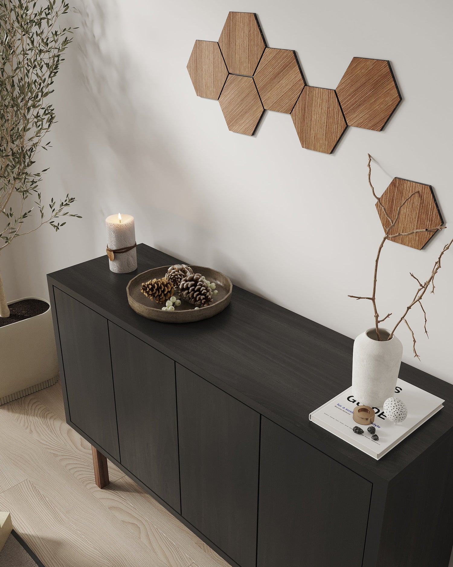 Set of 7 Hexagons, Boho Geometric Wall Decor panels by Artvoom – wood decor