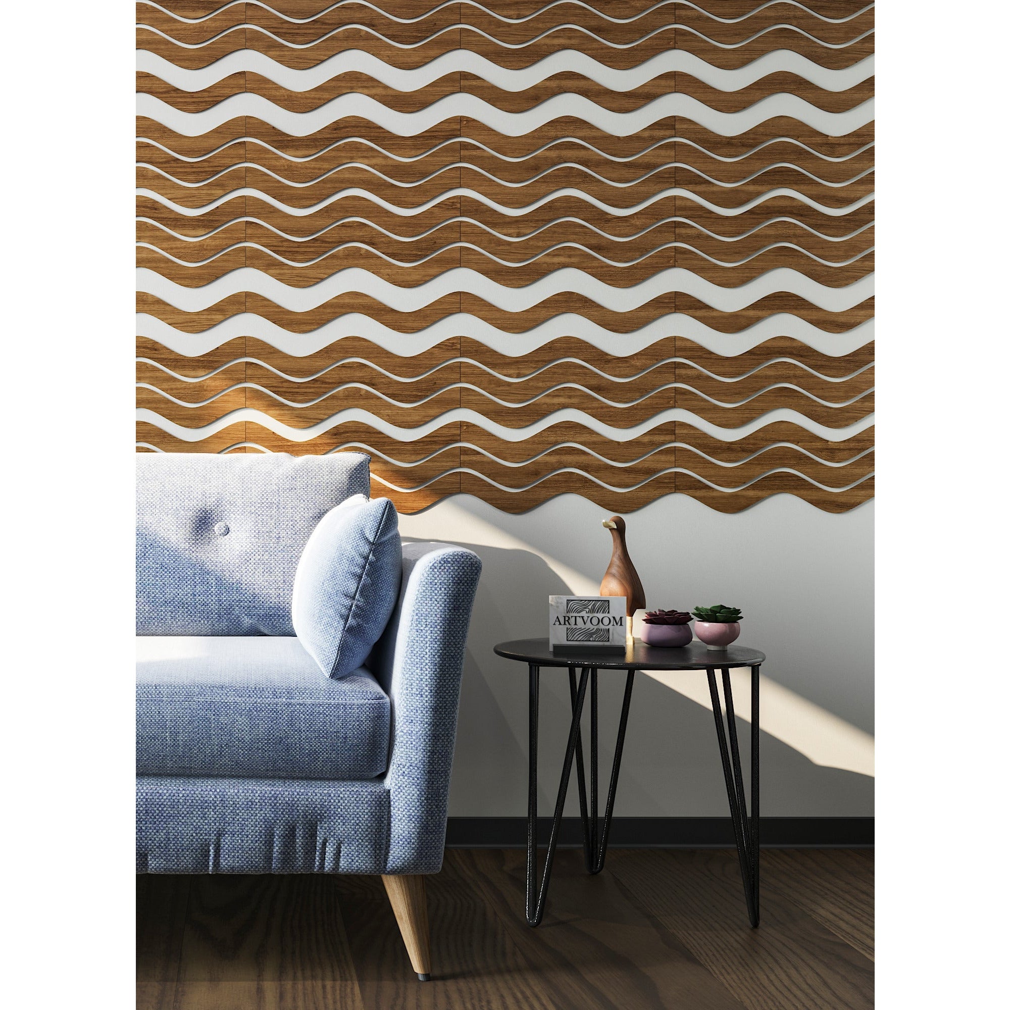Walnut Wooden Wave Slats, 12 pcs in box. Artvoom Wall Decor panels by Artvoom – wood decor