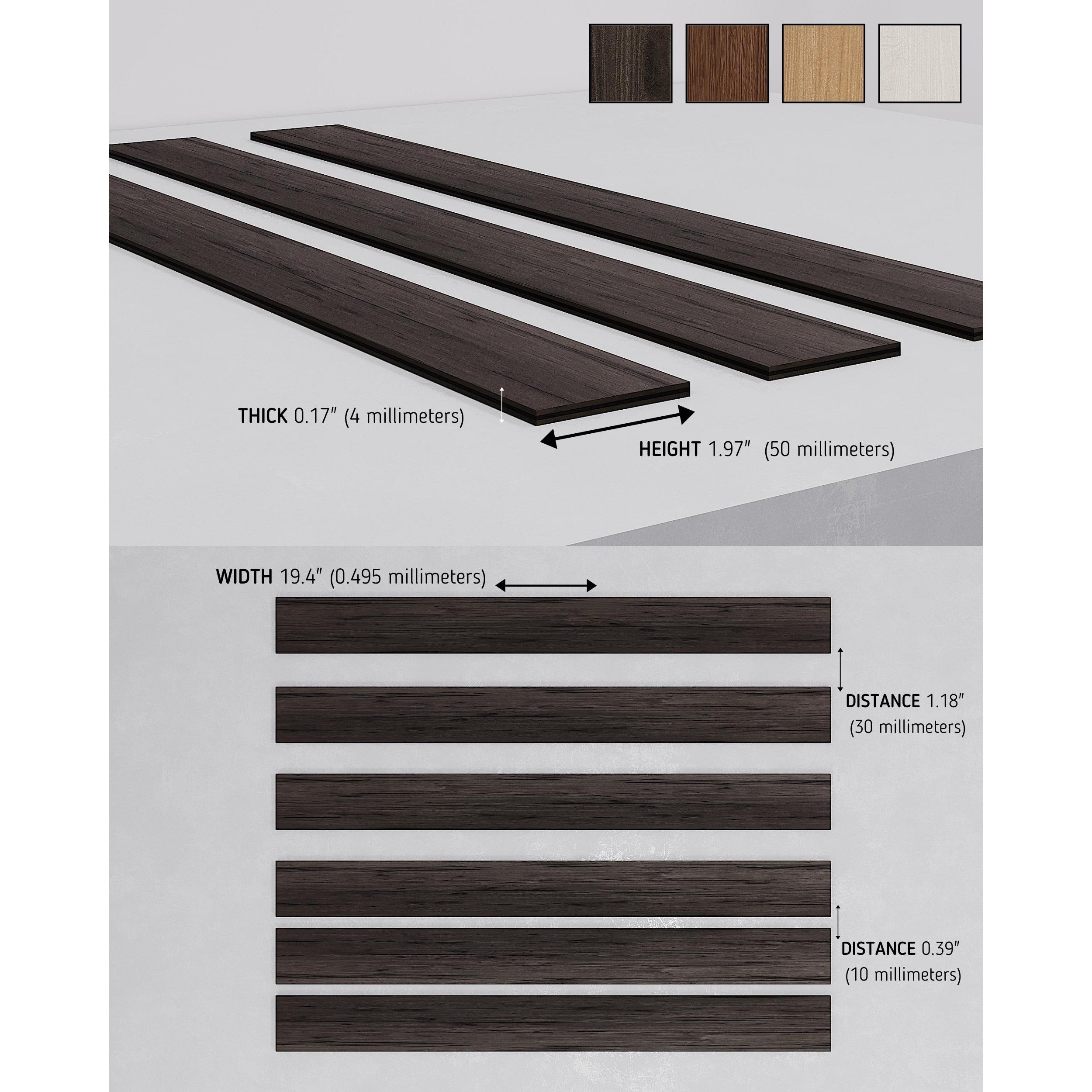 Wide Rosewood Wooden Wall Slats, 24 pcs in box. Artvoom Wall Decor panels by Artvoom – wood decor