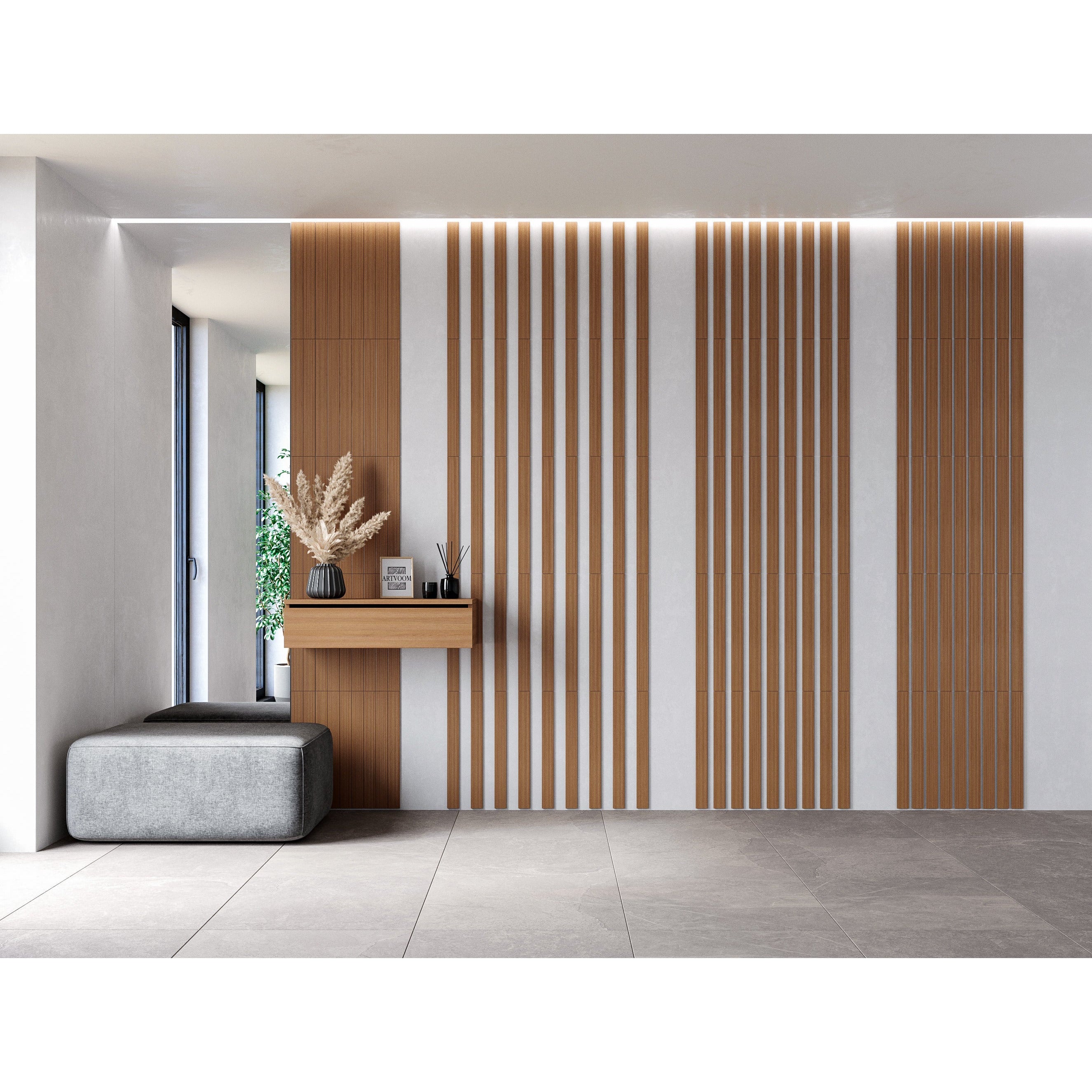 Wide Walnut Wooden Wall Slats, 24 pcs in box. Artvoom Wall Decor panels by Artvoom – wood decor