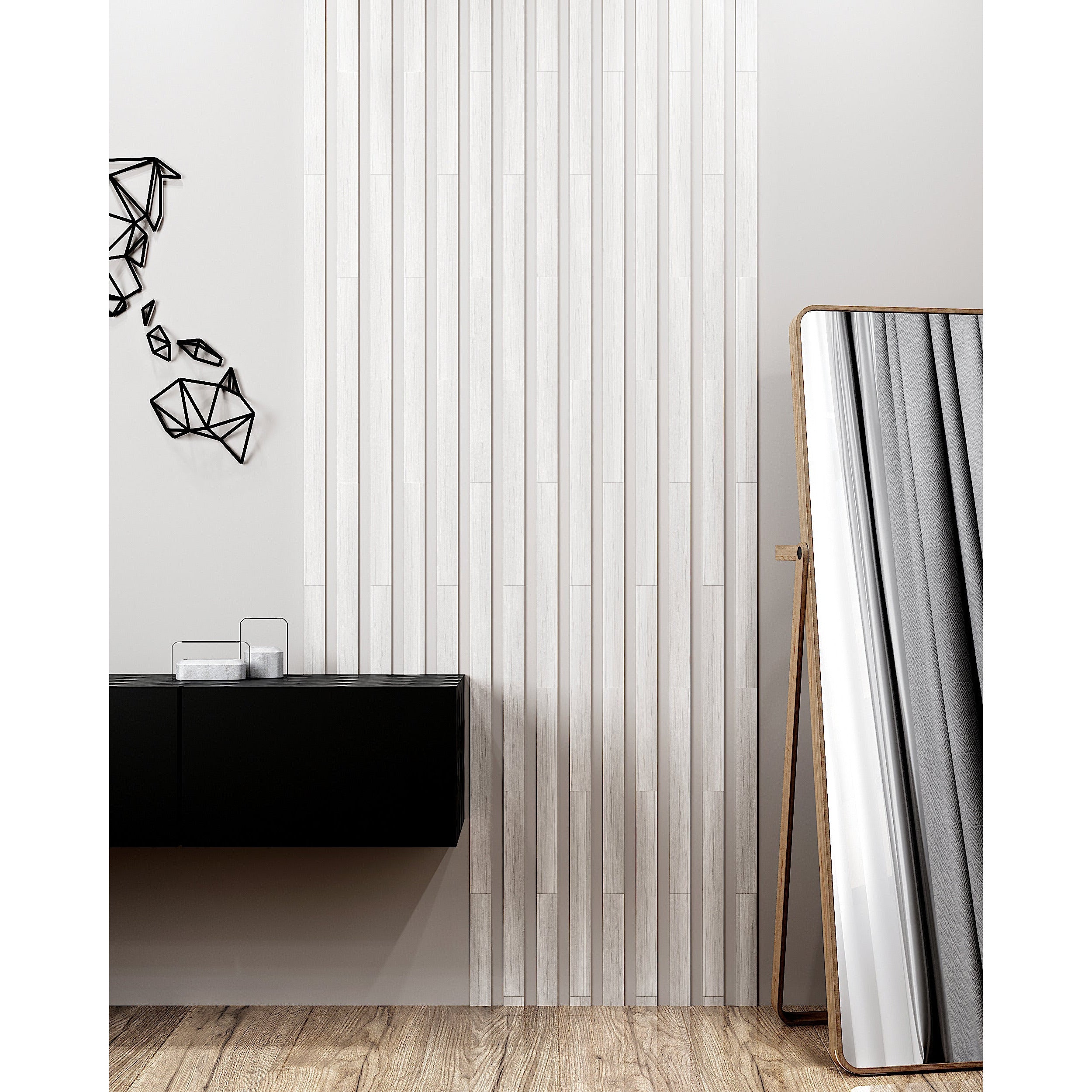Wide White Wooden Wall Slat, 24 pcs in box. Artvoom Wall Decor panels by Artvoom – wood decor