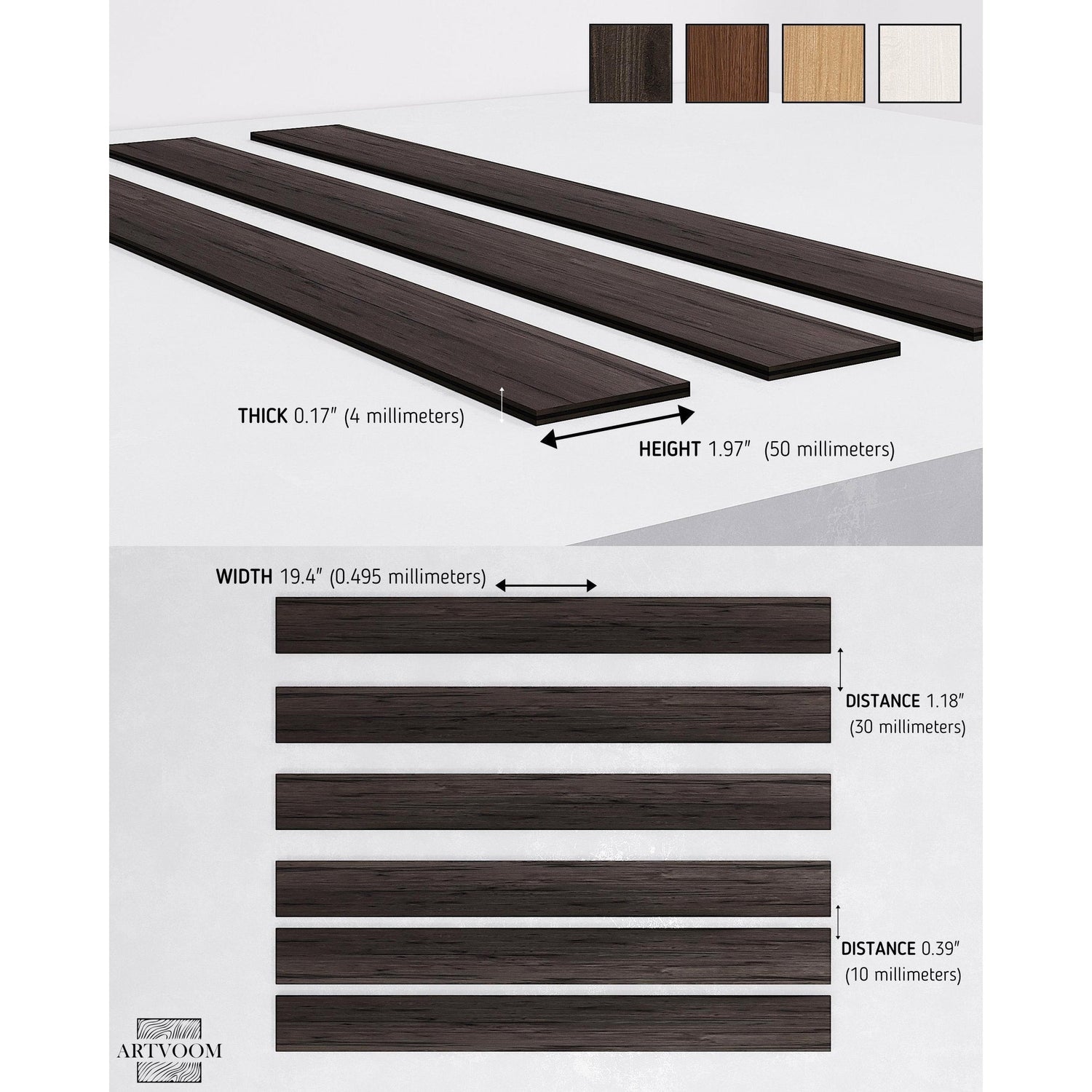 Wooden Wall Slats, 24 pcs in box. Artvoom Wall Decor panels by Artvoom – wood decor