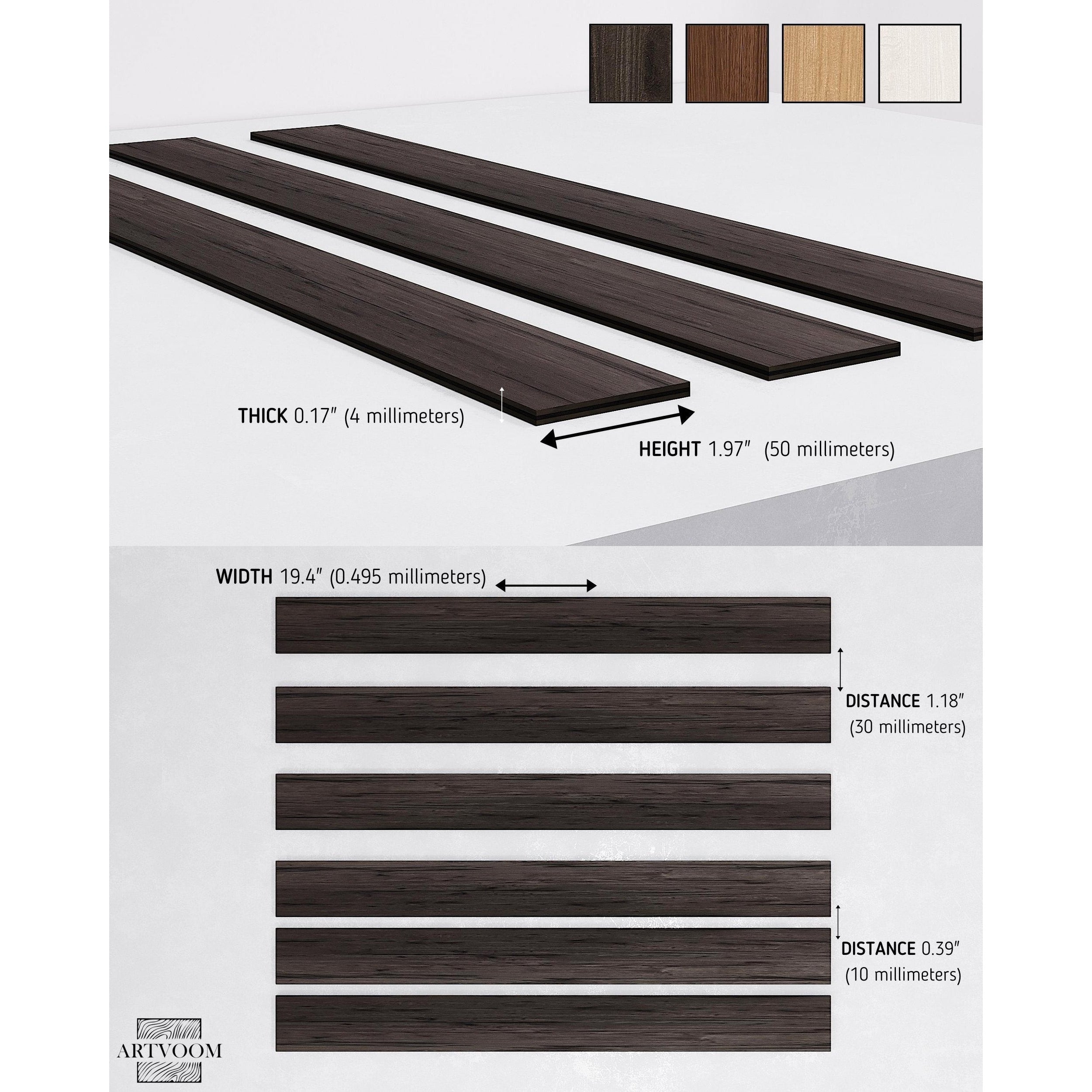Wooden Wall Slats, 24 pcs in box. Artvoom Wall Decor panels by Artvoom – wood decor