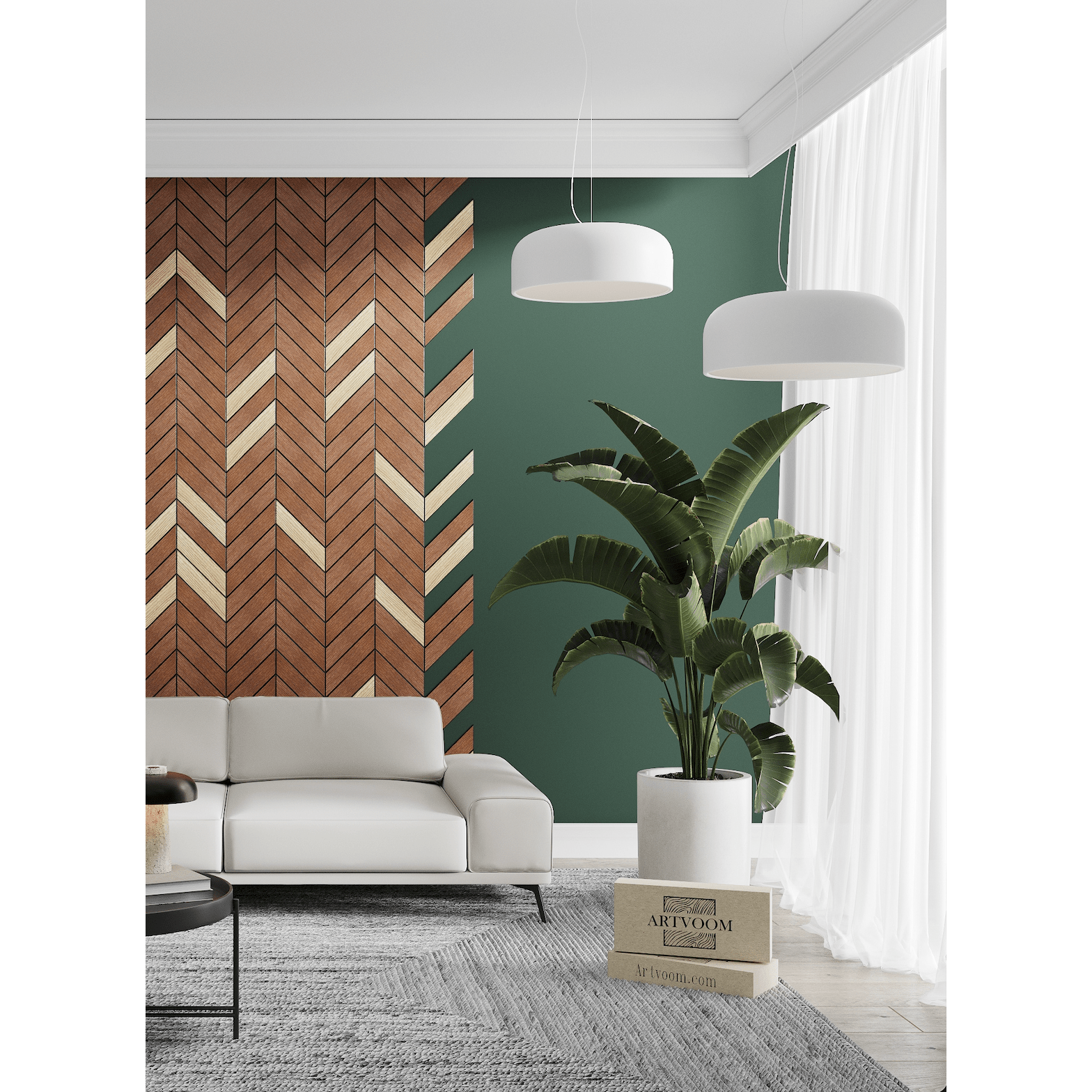 Wooden Walnut Chevrons for Wall Panels, 38 pcs in box. Artvoom Wall Decor panels by Artvoom – wood decor