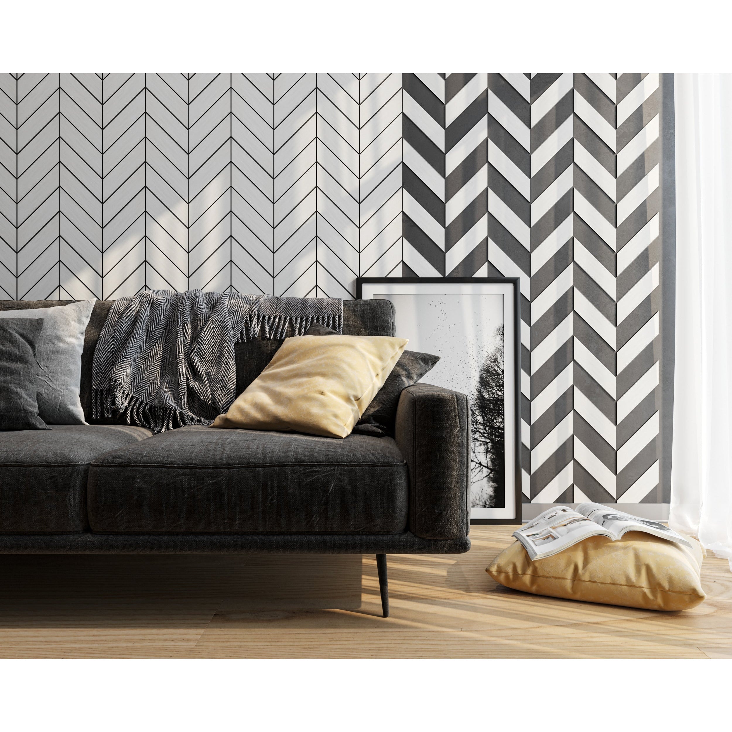 Wooden White Chevrons for Wall Panels, 38 pcs in box. Artvoom Wall Decor panels by Artvoom – wood decor