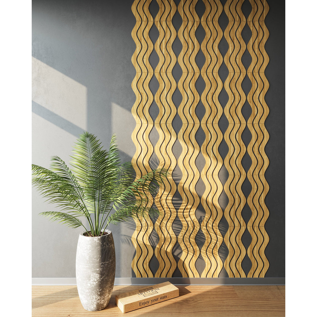 Yellow Oak Wooden Wave Slats, 12 pcs in box. Artvoom Wall Decor panels by Artvoom – wood decor