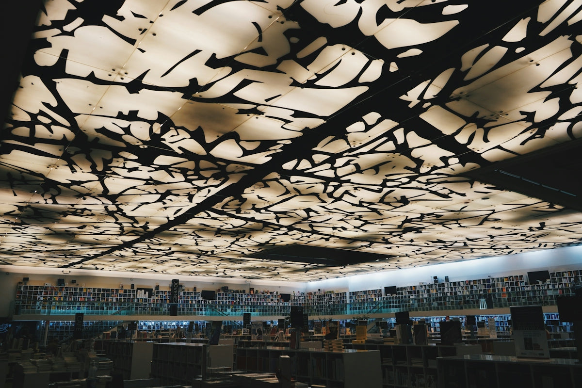 building with beige and black ceiling