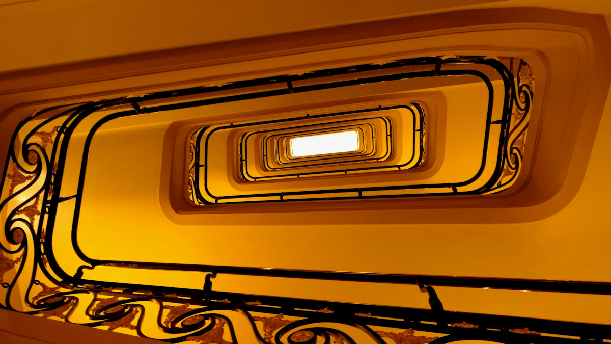 yellow and black metal staircase